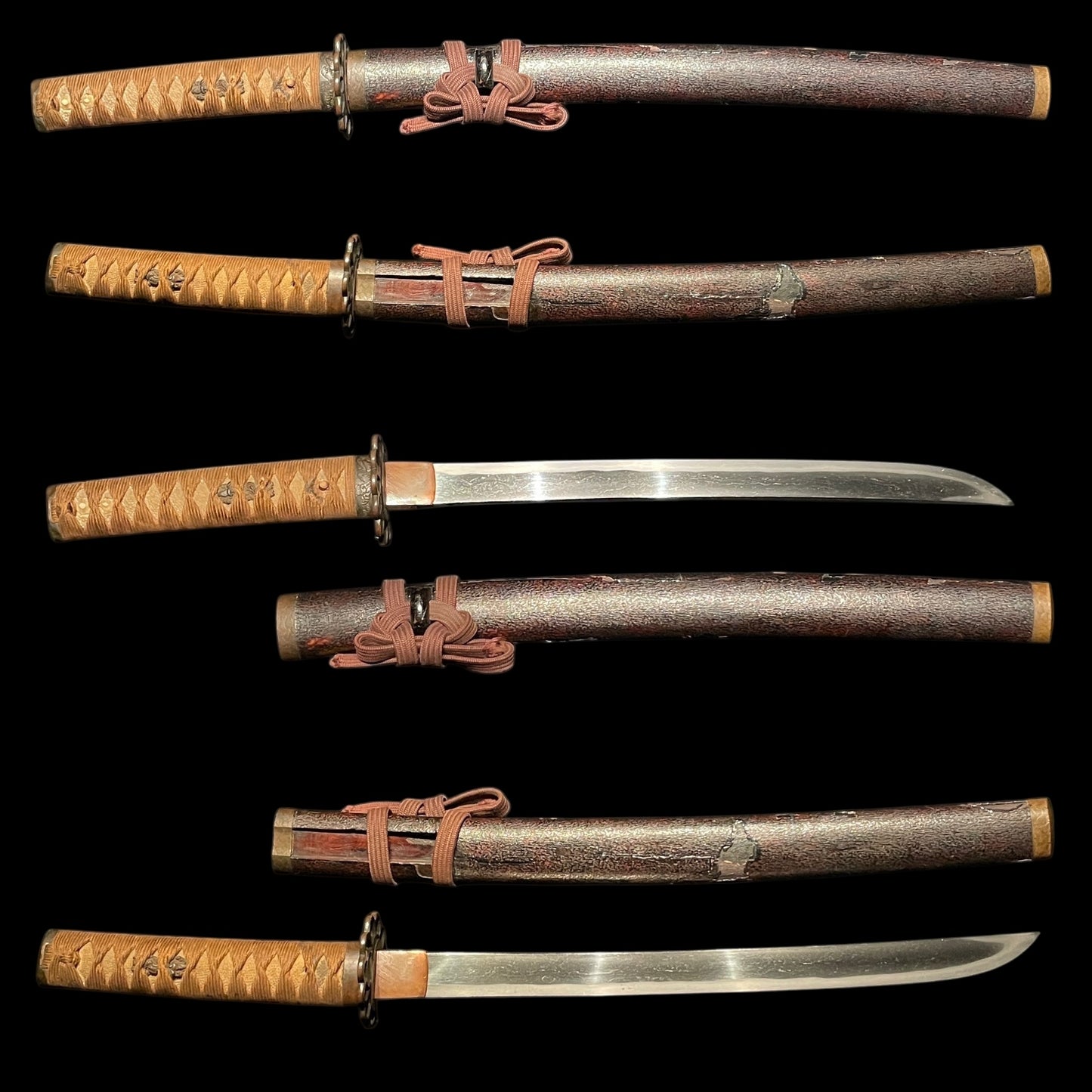 Hirazukuri Wakizashi, Yamagane Tsukashi Tsuba 山銅透鍔, Edo period mumei