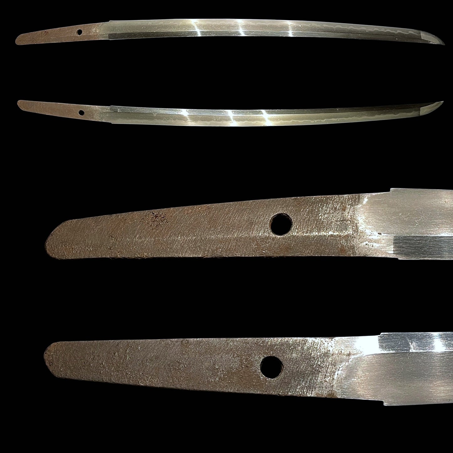 Black Wakizashi, Shakudo Shishi Fuchikashira, Edo period mumei