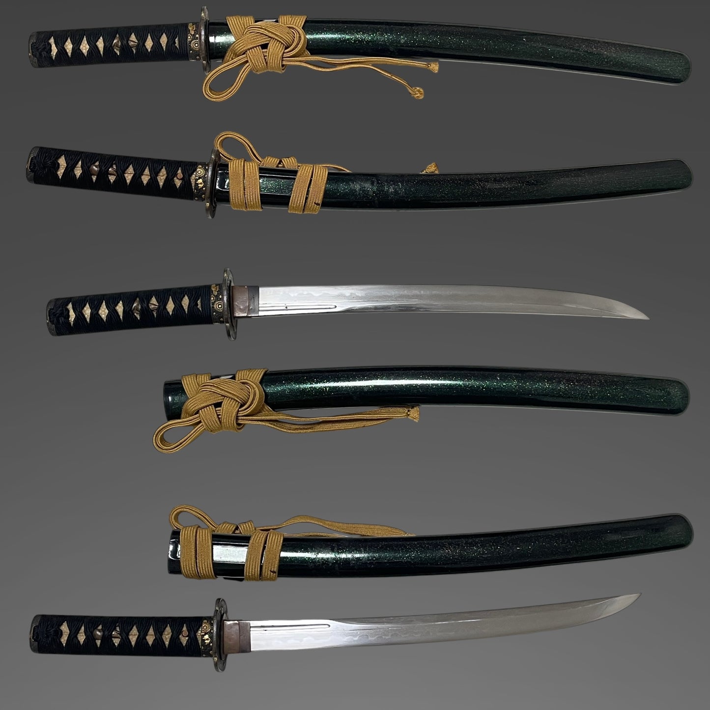Naginatanaoshi-Zukuri 薙刀直造 Wakizashi, Flower Fittings, Muromachi period mumei