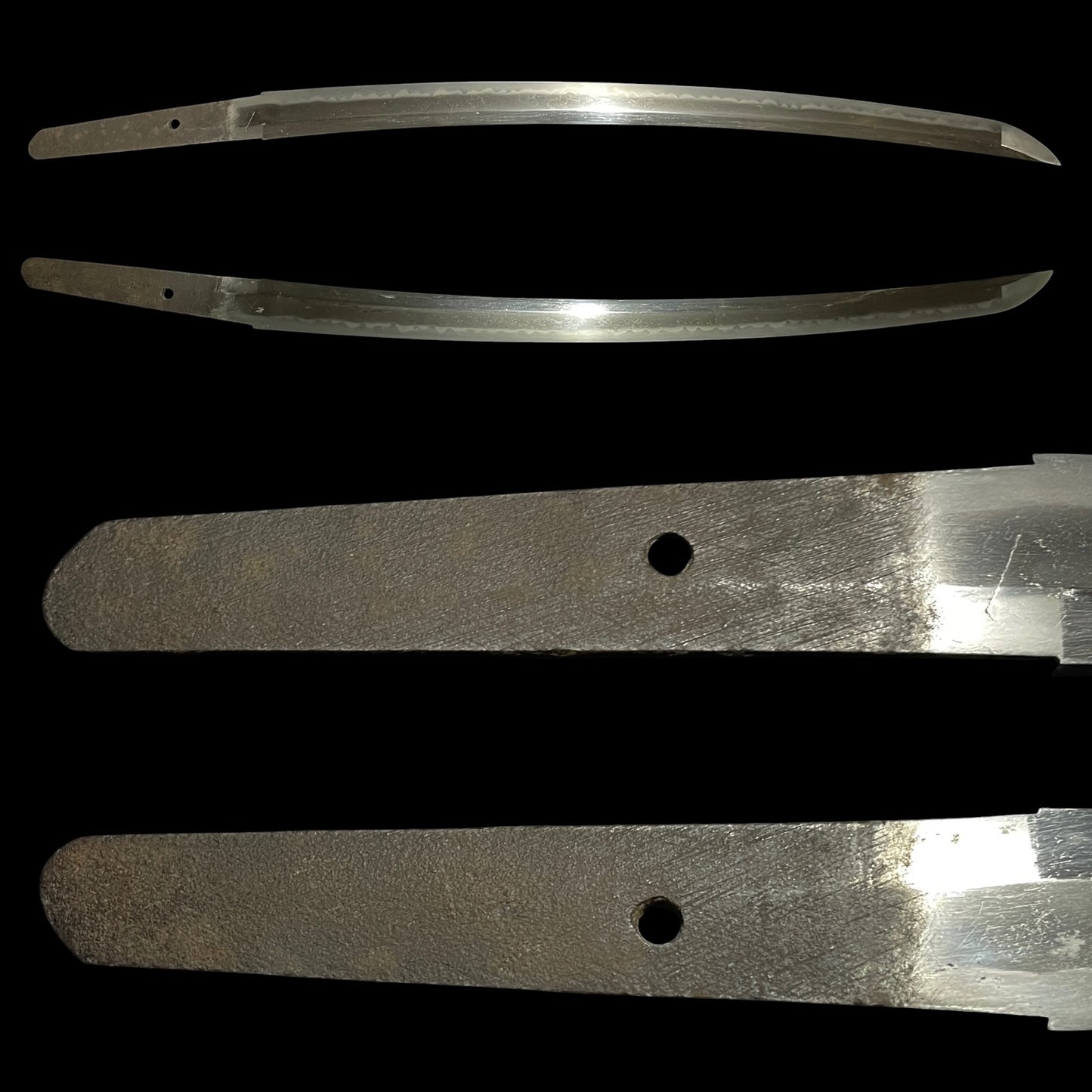 Sanbonsugi-Hamon 三本杉刃文 Wakizashi, Shichifukujin Fittings, Muromachi period mumei