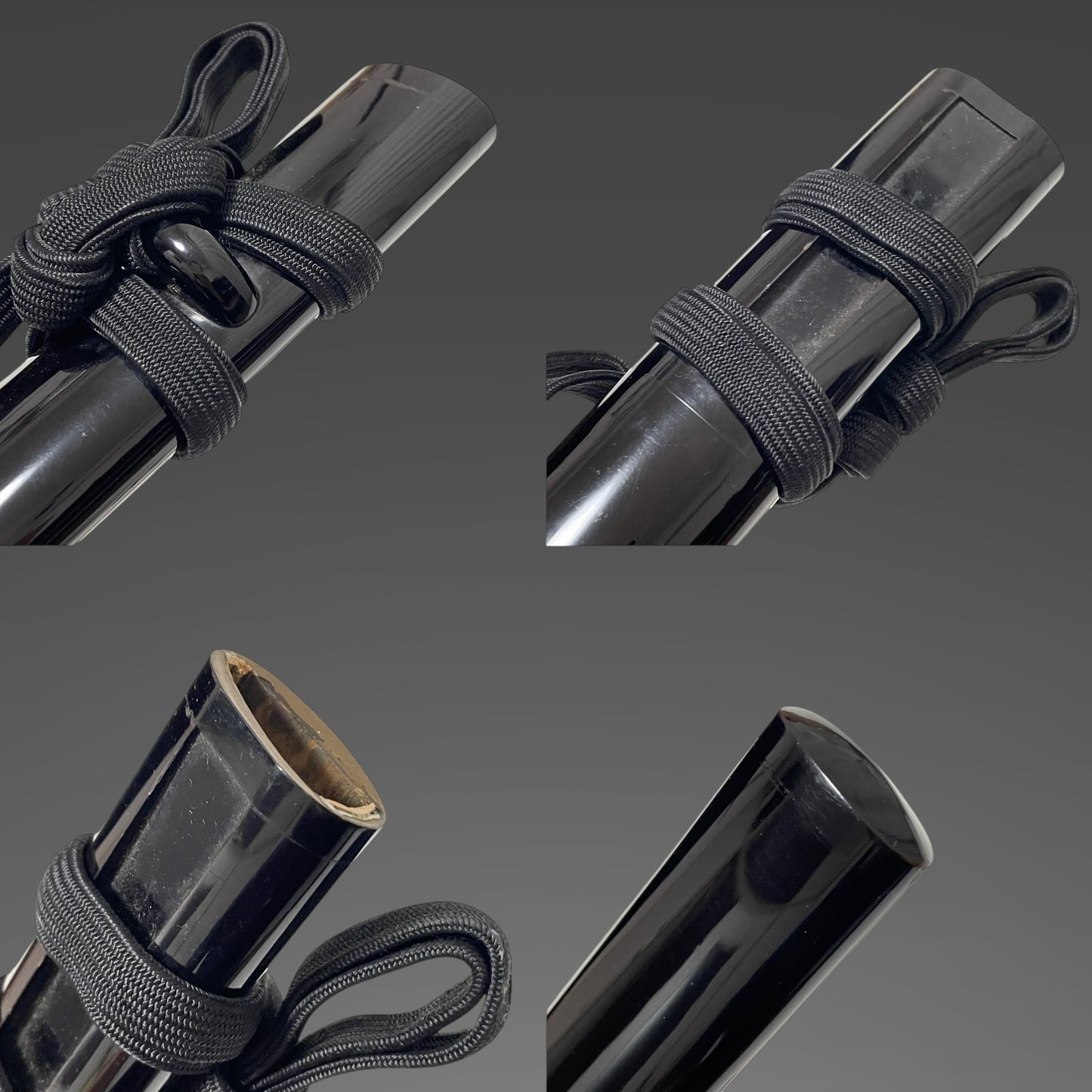 Black Wakizashi, Shakudo Shishi Fuchikashira, Edo period mumei