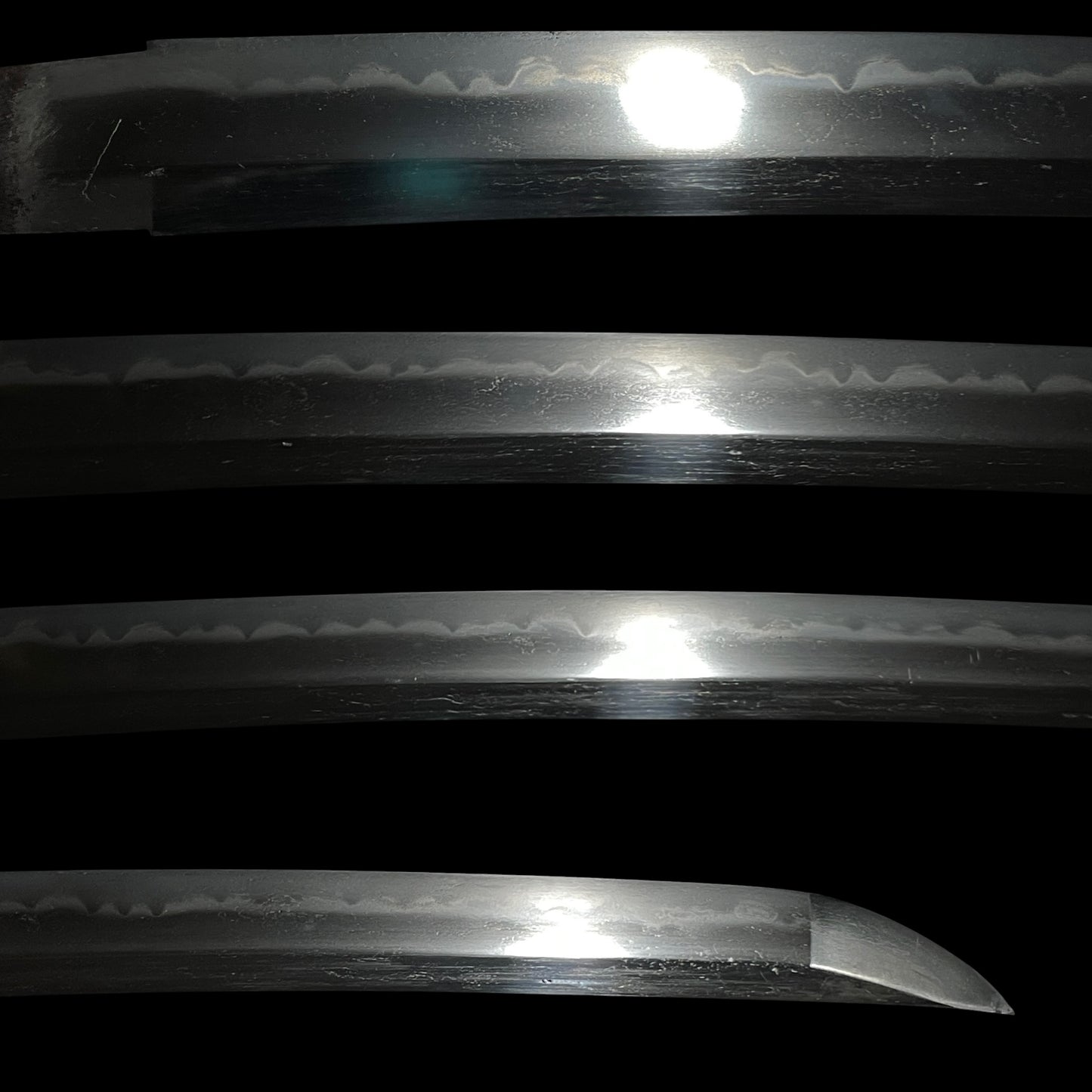 Sanbonsugi-Hamon 三本杉刃文 Wakizashi, Shichifukujin Fittings, Muromachi period mumei