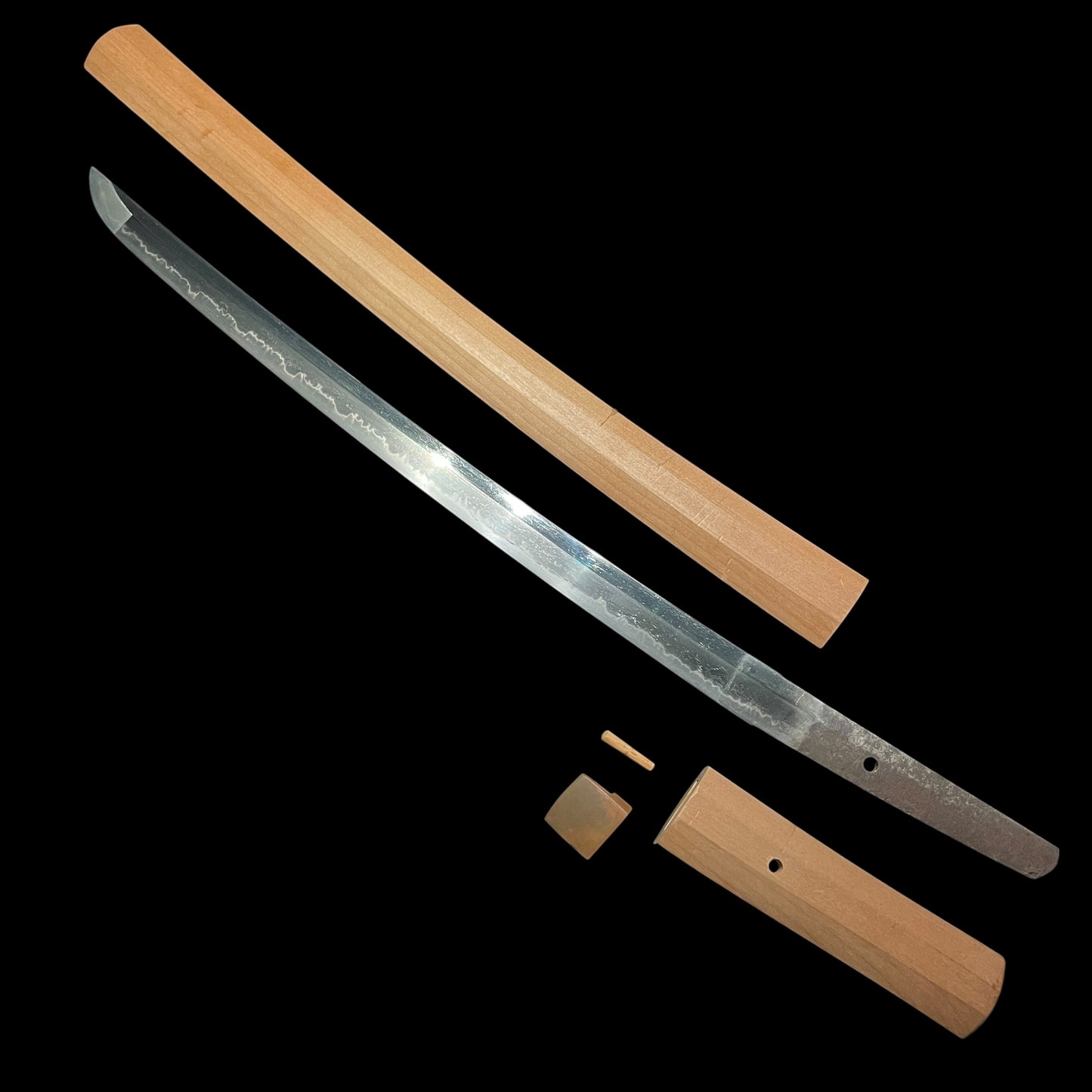 Amazing Hamon Short WAKIZASHI in Shirasaya, Edo period mumei