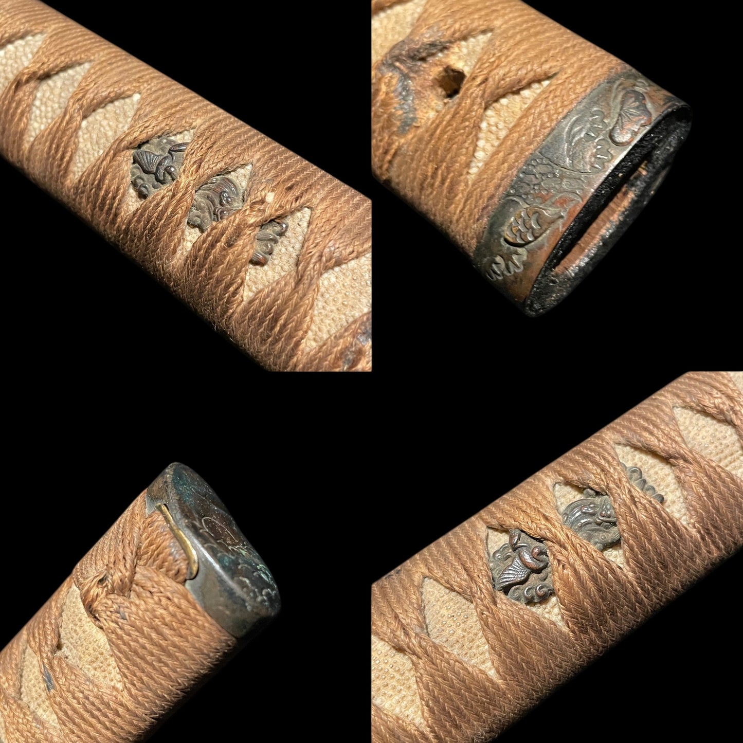 Hirazukuri Wakizashi, Yamagane Tsukashi Tsuba 山銅透鍔, Edo period mumei