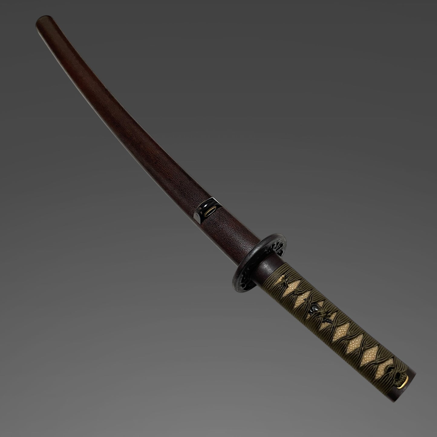 Sanbonsugi hamon 三本杉刃文 Wakizashi, Lotus root Thick Tsuba, Edo period mumei