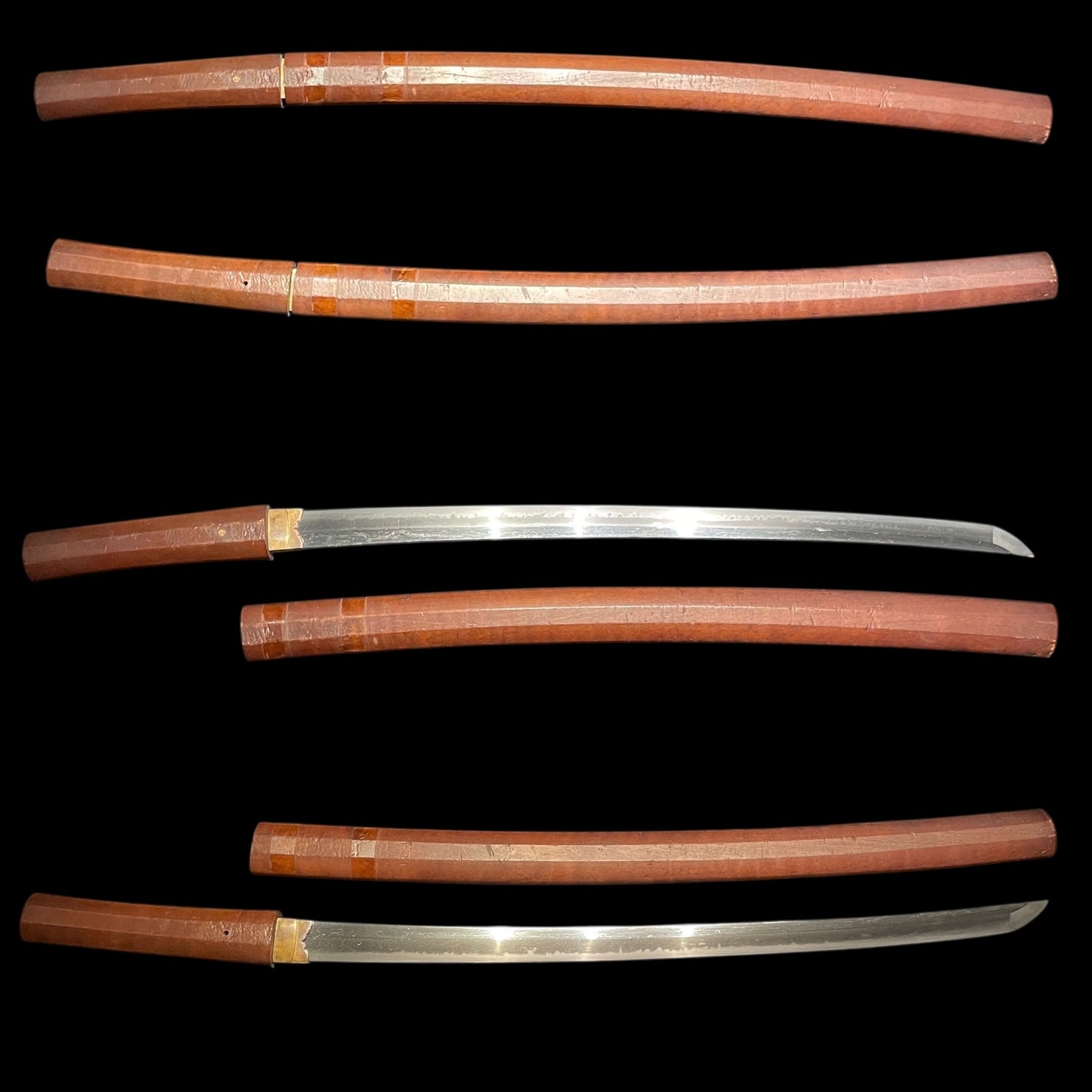 Amazing Hamon Long Wakizashi in Shirasaya, Edo period mumei