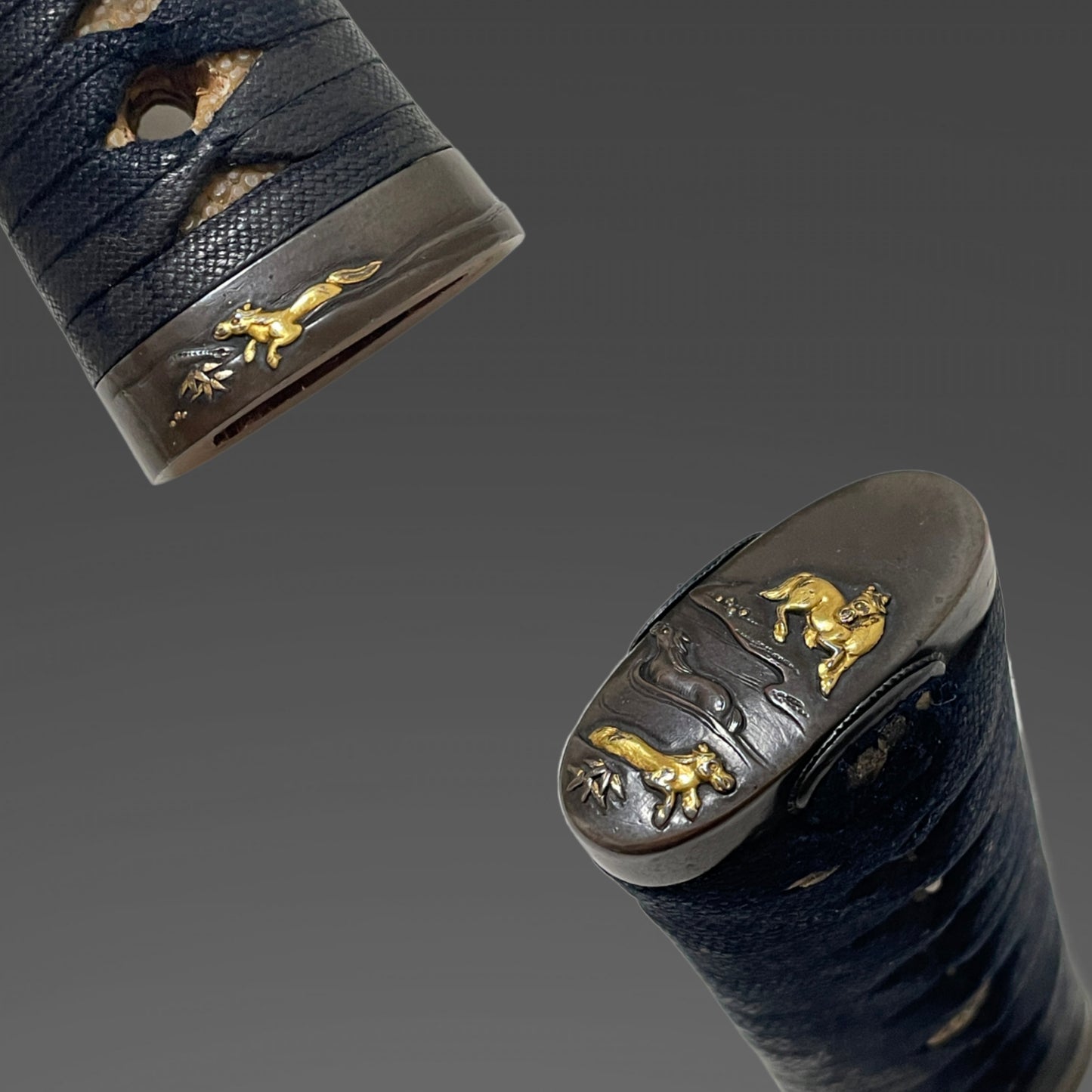 Kawarinuri-Saya 変塗鞘, Horse Fuchikashira TANTO, Edo period mumei