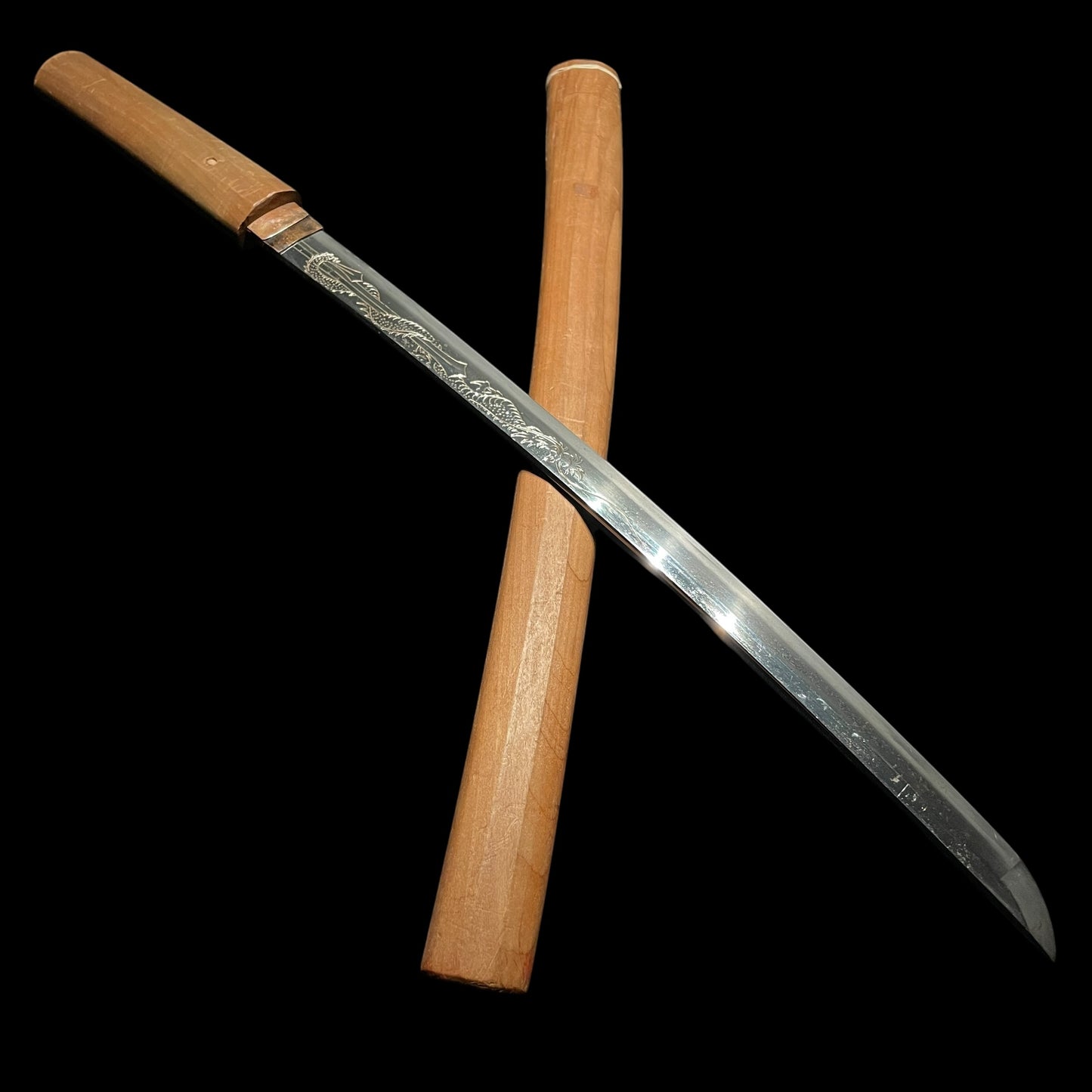 Dragon HORIMONO 彫物 Wakizashi, Noboriryu 昇龍, Bonji 梵字, Edo period mumei