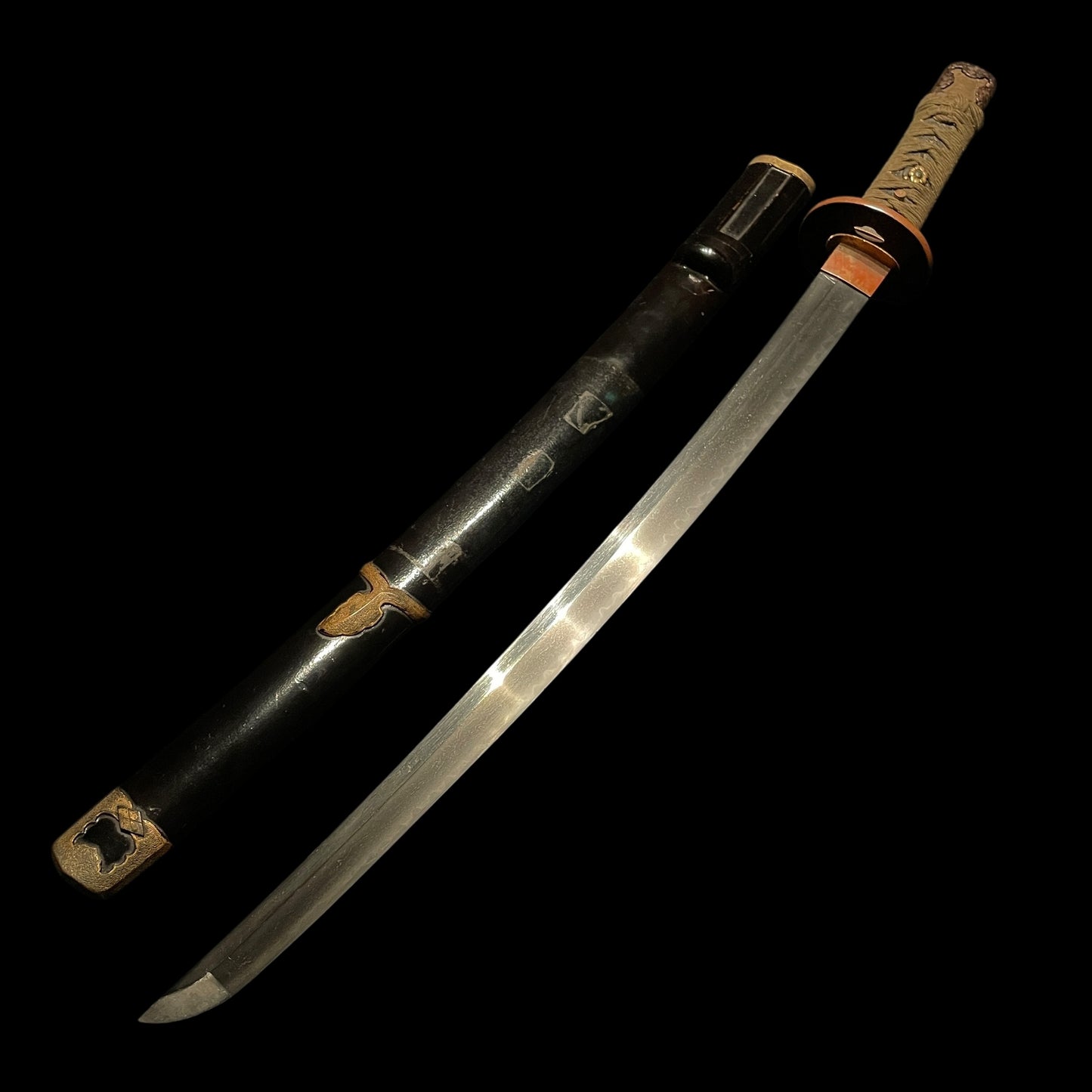 Handachi Koshirae 半太刀拵 Wakizashi, Gunome-Hamon 互目刃文, Edo period mumei
