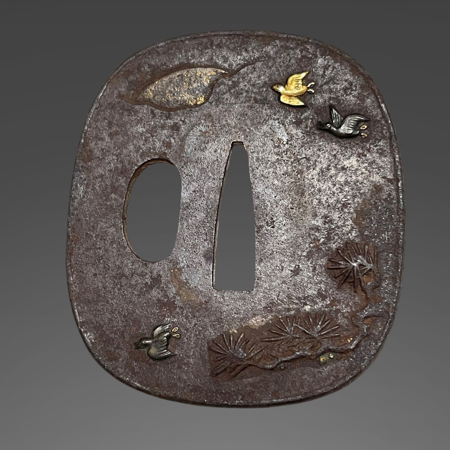 Tiger Menuki Wakizashi with Kozuka, Moon and Geese Fittings, Edo period mumei