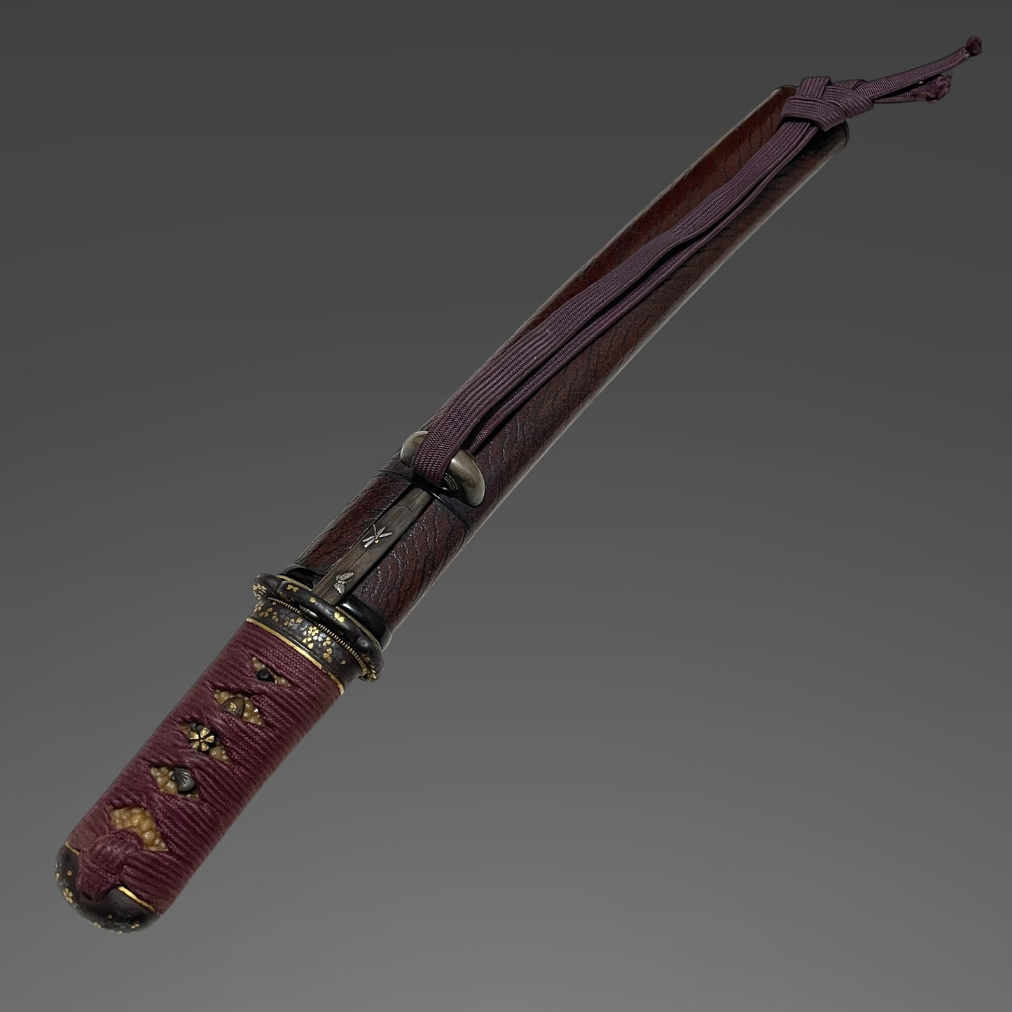 Mito Sukemitsu 水戸祐光 TANTO, 茶変塗鞘短刀拵, with Kozuka and Wari-Kogai, Edo period