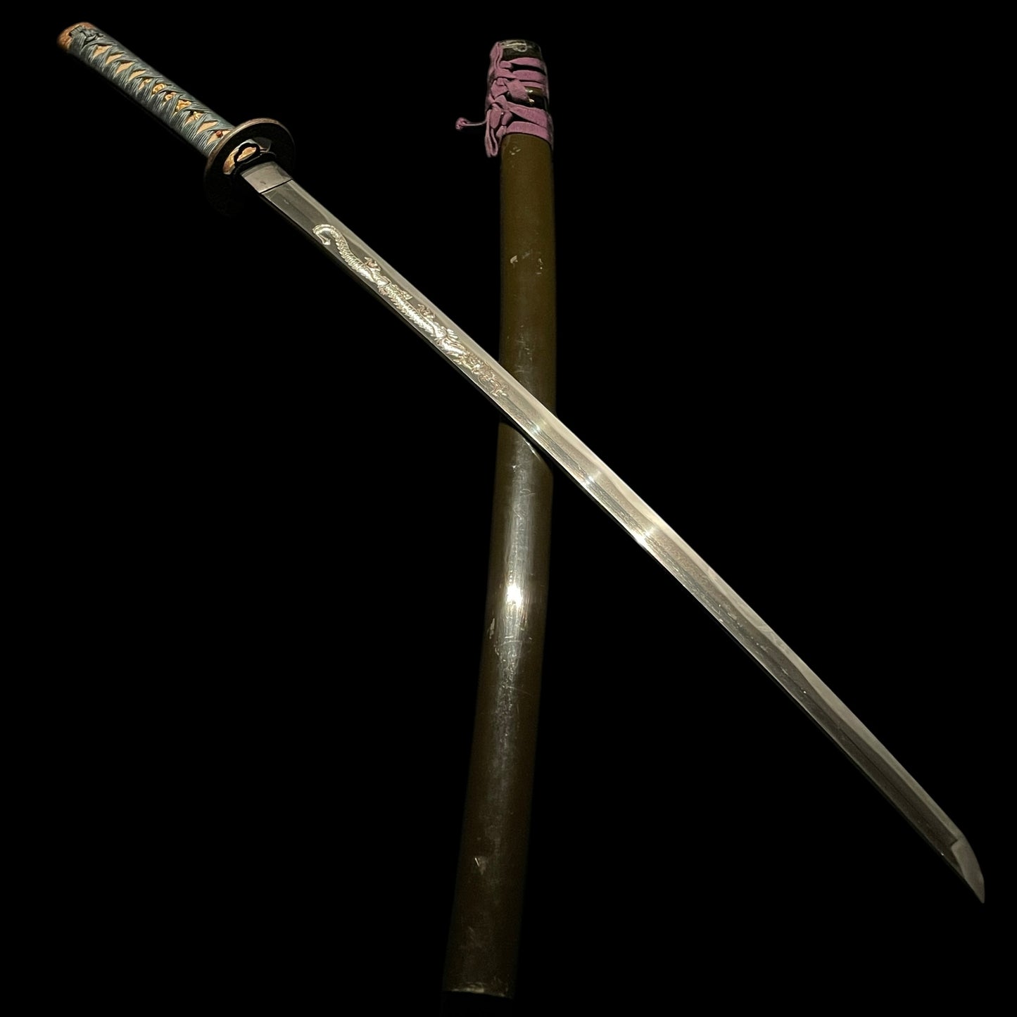 Dragon HORIMONO KATANA, Harimadaijo Fuijwara Kiyomitsu 播磨大掾藤原清光 signed, High-grade Fittings