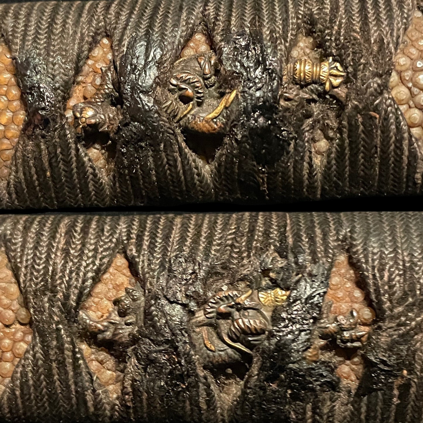 Long Suguha Wakizashi,Tojinbutsu 唐人物 Fuchikashira, Edo period mumei