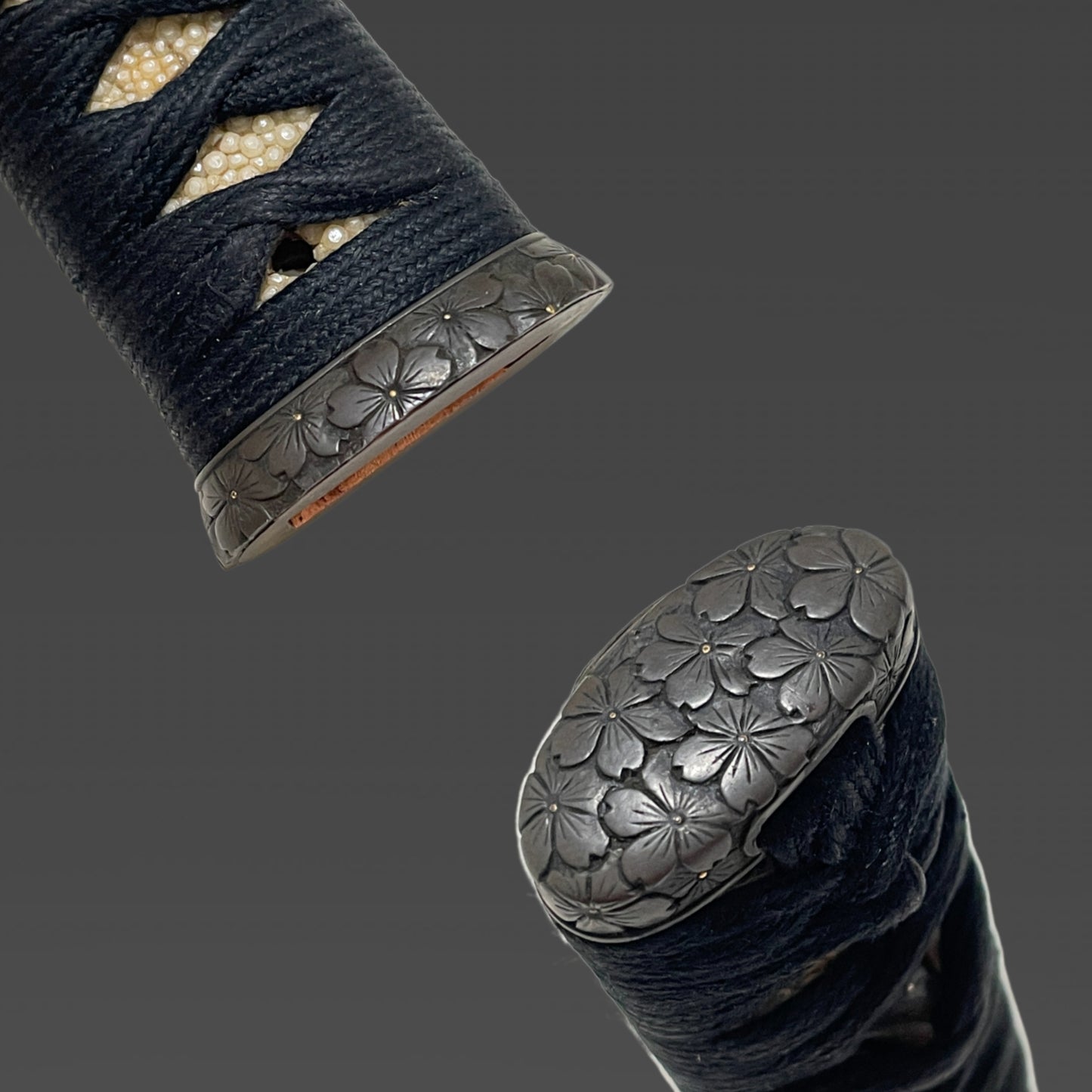 YOROIDOSHI 鎧通し TANTO, Thick Blade, Cherry blossoms Fuchikashira, Dragon and Tiger Kozuka