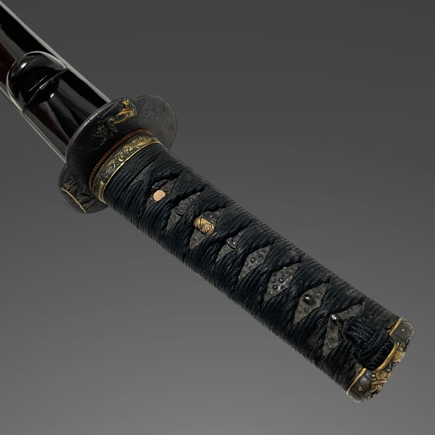 Setsubun Mamemaki Tsuba 節分豆撒き図鍔, Dragon Fuchikashira Wakizashi, Edo period mumei