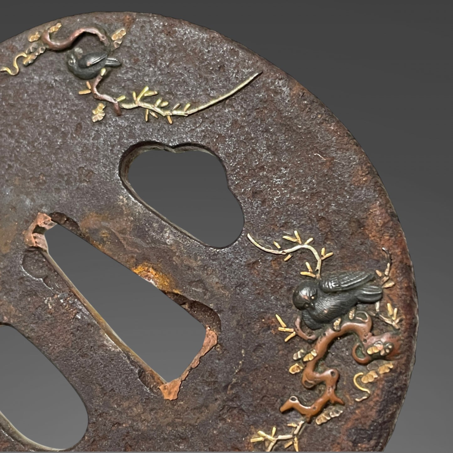 Shinto Jumyo 新刀寿命 KATANA, Nightingale and Plum Blossoms Fuchikashira, with Shirasaya