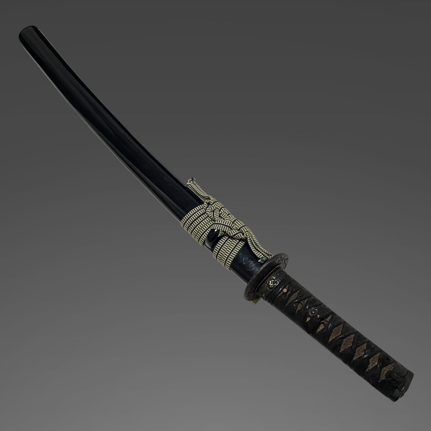 Sukemune 助宗 signed Long Wakizashi, Shakudo Pine needles Fuchikashira, Edo period