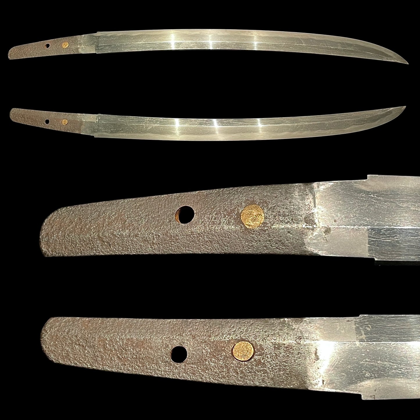 Red Shobuzukuri Wakizashi, Dragon Tsuba, Peony Fuchikashira, Muromachi period mumei