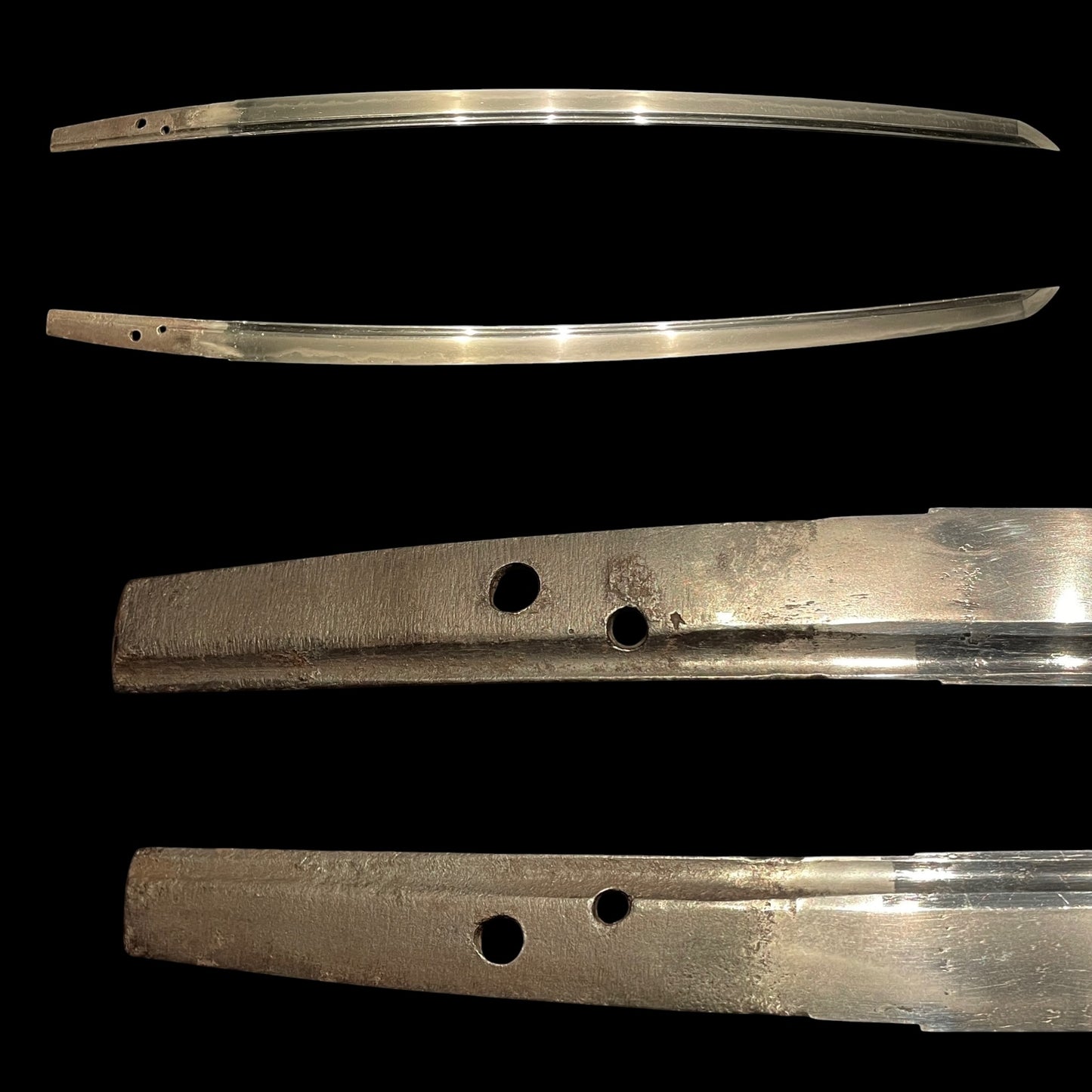 Bo-hi 棒樋 Long Wakizashi, Oosuriage-mumei 大磨上無銘, Early Muromachi period