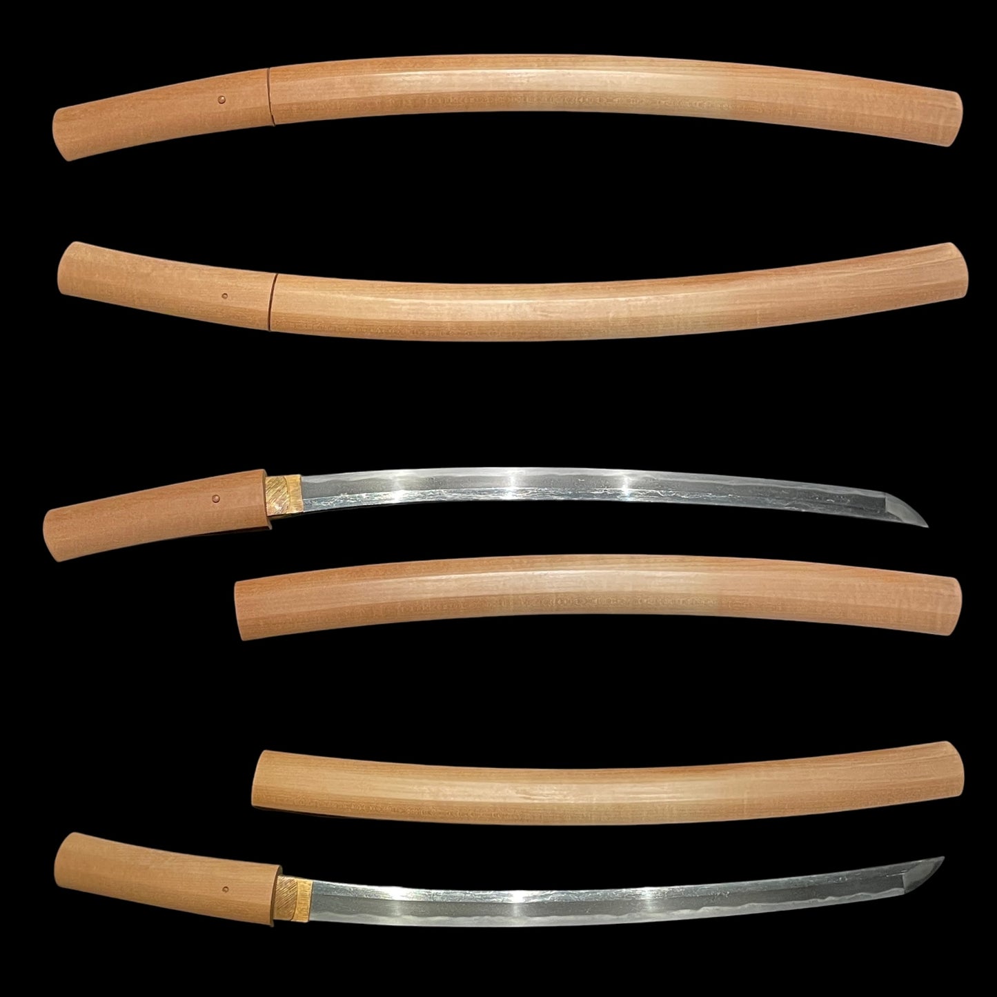 Midareba Short Wakizashi in Shirasaya, Edo period mumei, 395mm (15.55 in.)