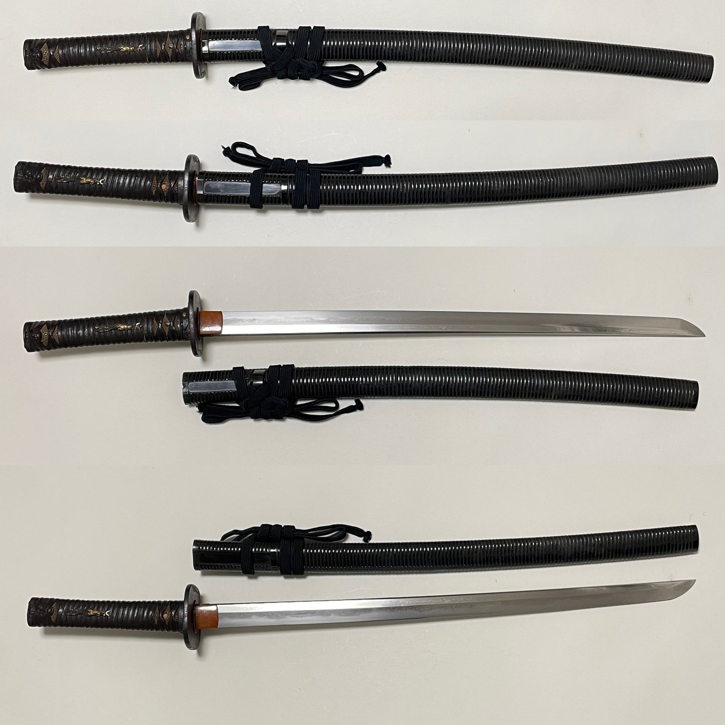 Sendankizami-Saya 千段刻鞘 Long Wakizashi, Ninja Style Straight blade, Edo period mumei