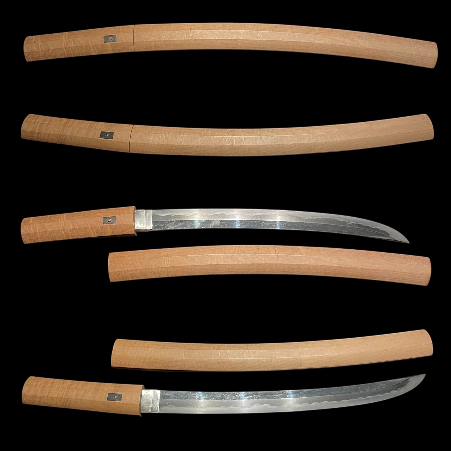 Shobuzukuri Wide Wakizashi, Osumizo Fujiwara Masahiro signed, with Shirasaya