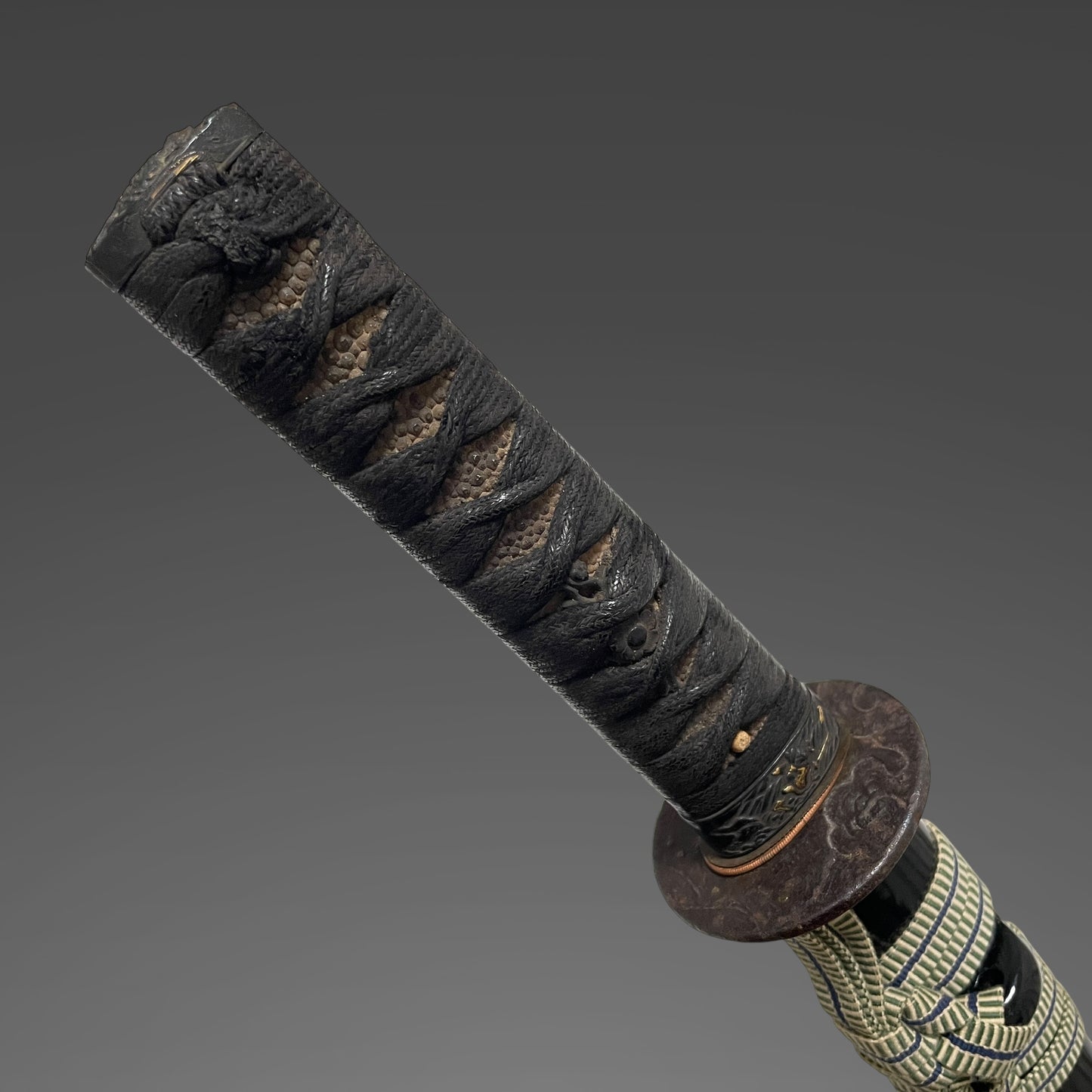 Sukemune 助宗 signed Long Wakizashi, Shakudo Pine needles Fuchikashira, Edo period