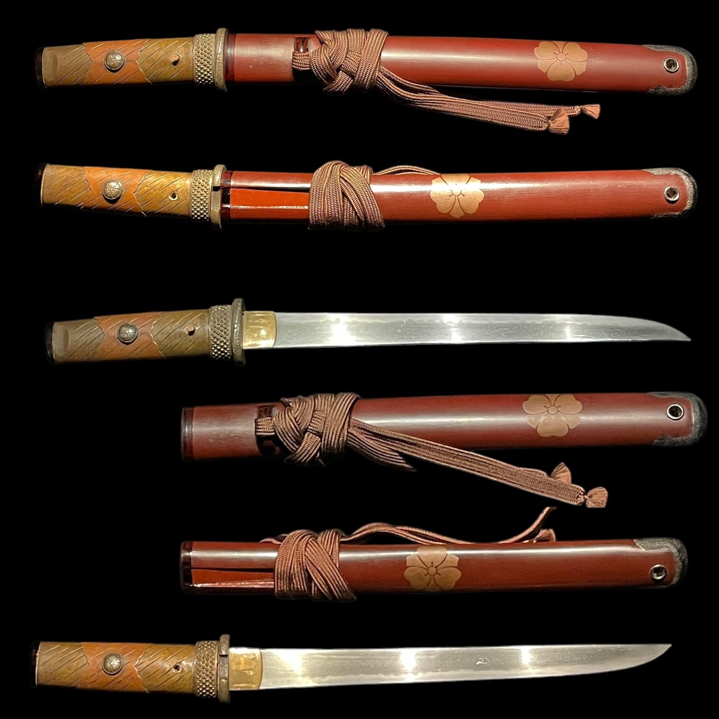 Red YOROIDOSHI 鎧通 Tanto, Thick blade, Edo period mumei