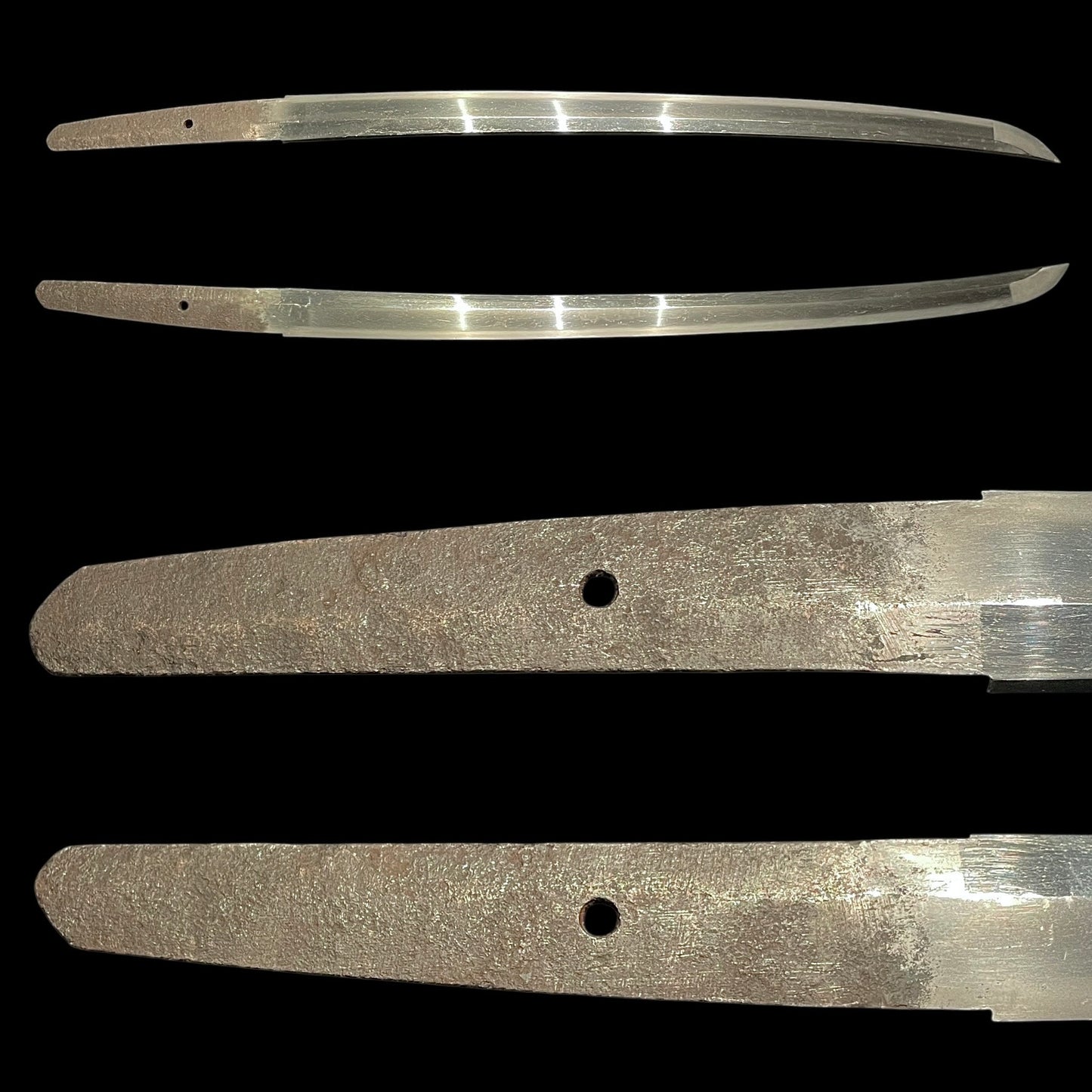 Black Suguha Wakizashi, Jinbutsu-Tsuba 人物図鍔, Edo period mumei