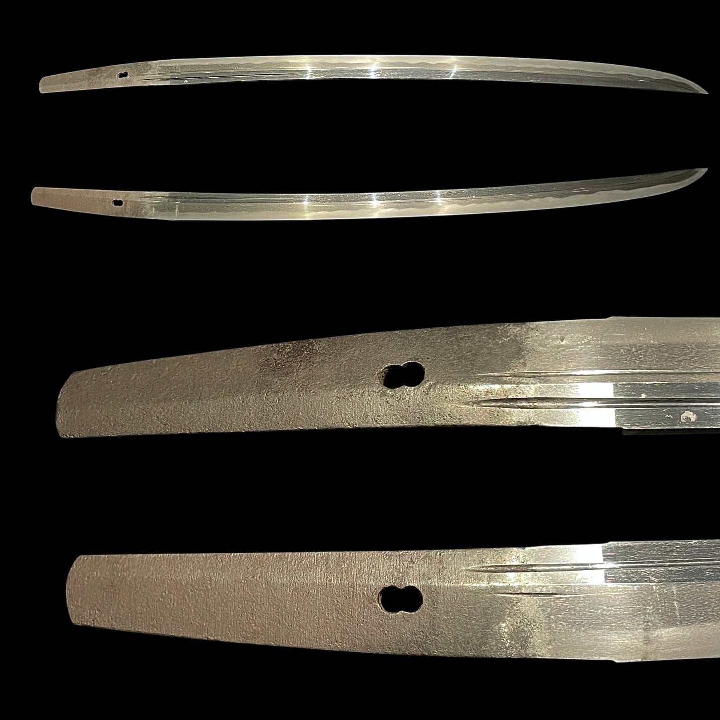 Nagamaki Naoshi Wakizashi, Hadamono 肌物, Oosuriage mumei, Early Muromachi period