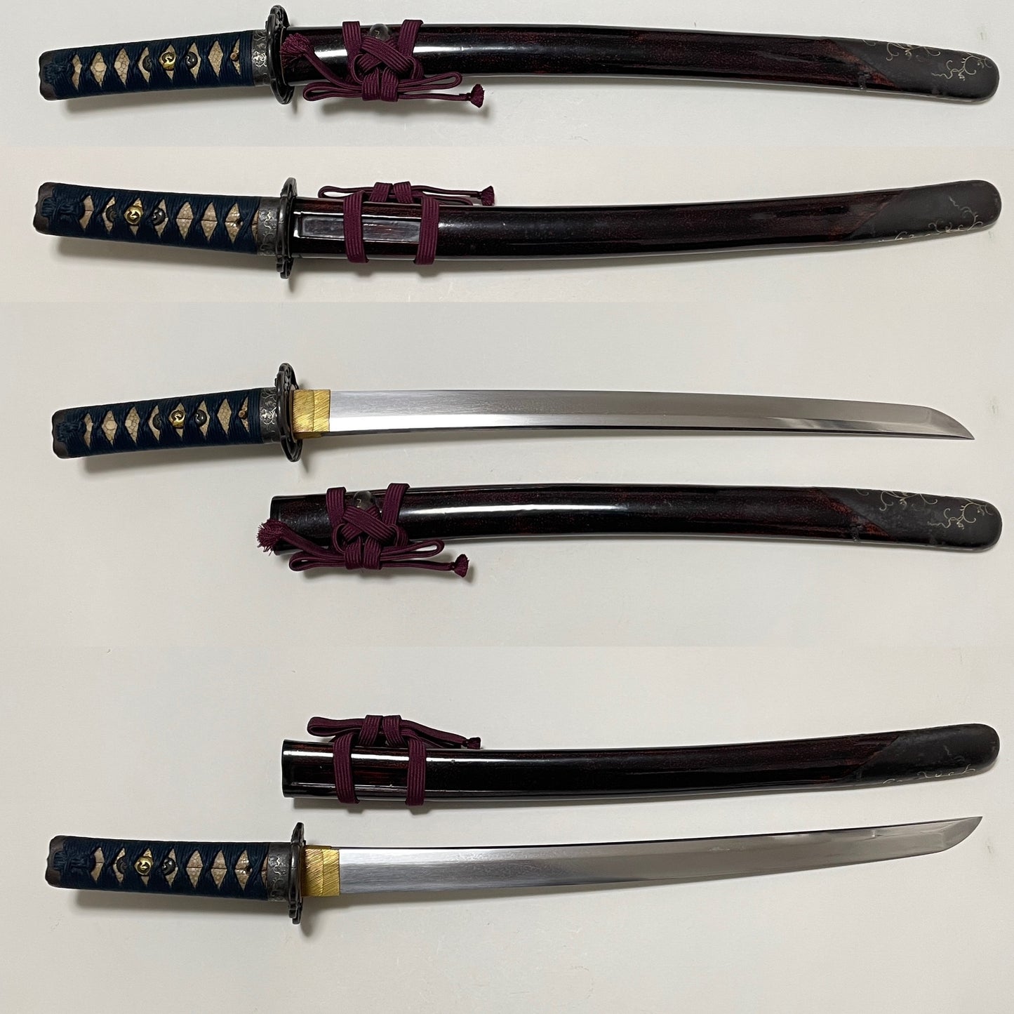 High-grade fittings Wakizashi, Tanshuju Nobuyuki signed Tsuba, Edo period mumei