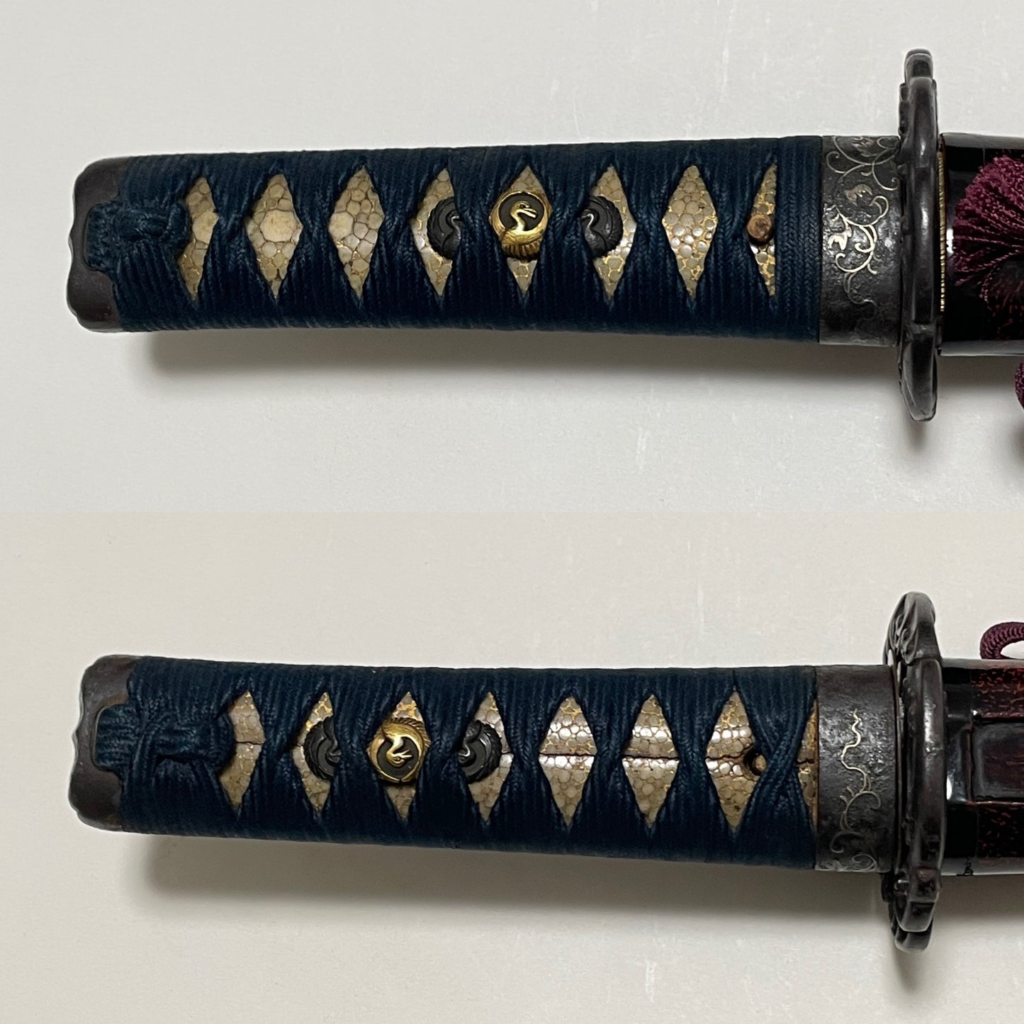 High-grade fittings Wakizashi, Tanshuju Nobuyuki signed Tsuba, Edo period mumei