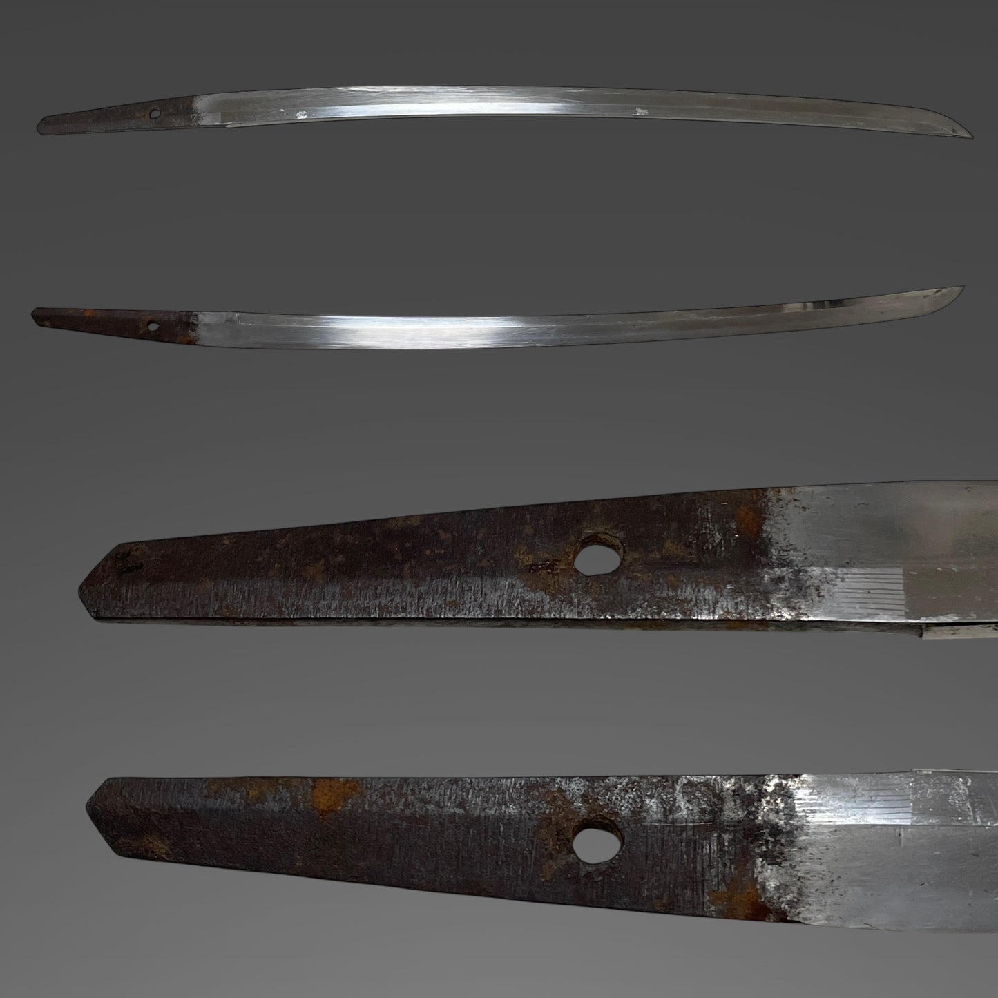 Long Black Wakizashi, Suguha 直刃, Gold inlay Fuchikashira, Edo period mumei