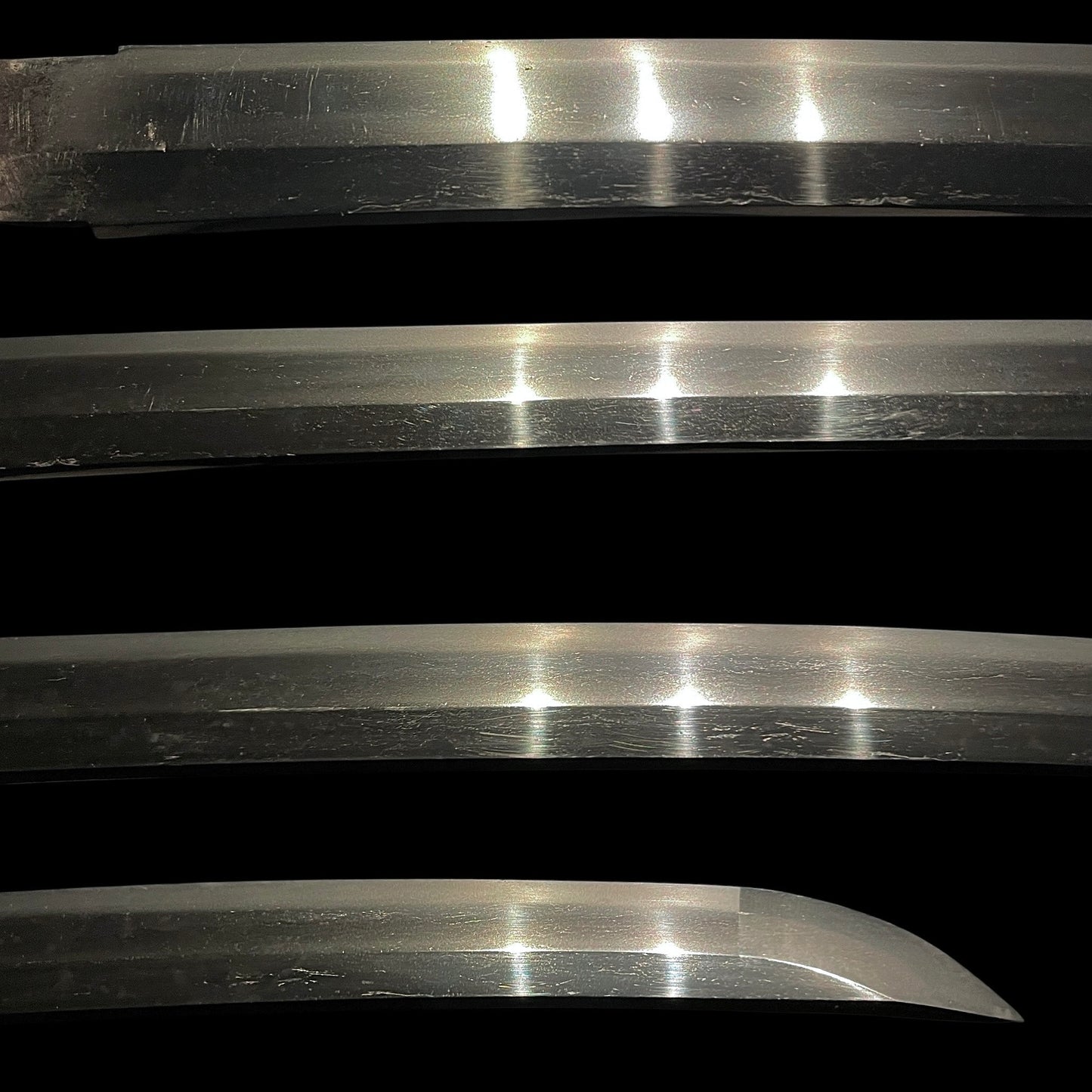 Black Suguha Wakizashi, Jinbutsu-Tsuba 人物図鍔, Edo period mumei