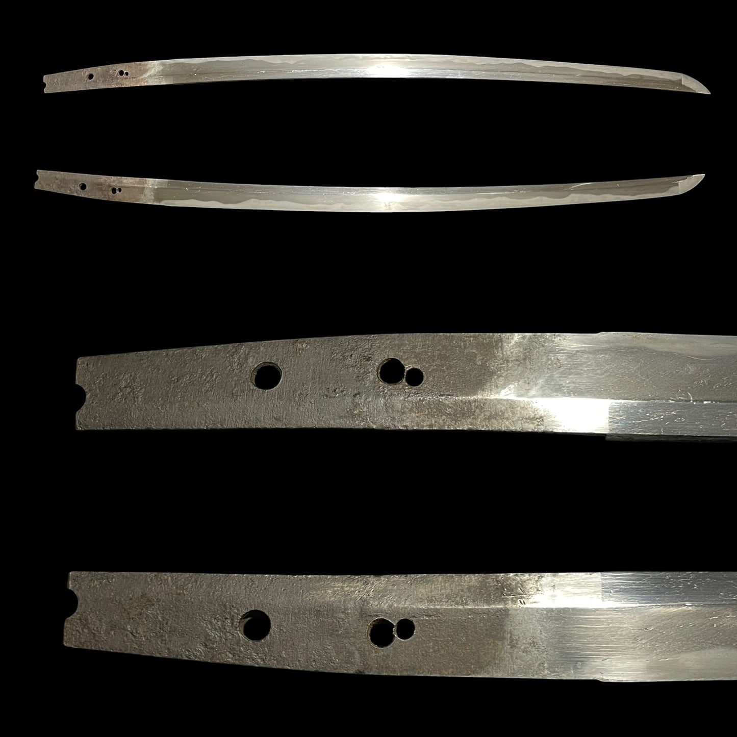 Pine needle Fuchikashira Long Wakizashi, Shishi Menuki, Muromachi period mumei