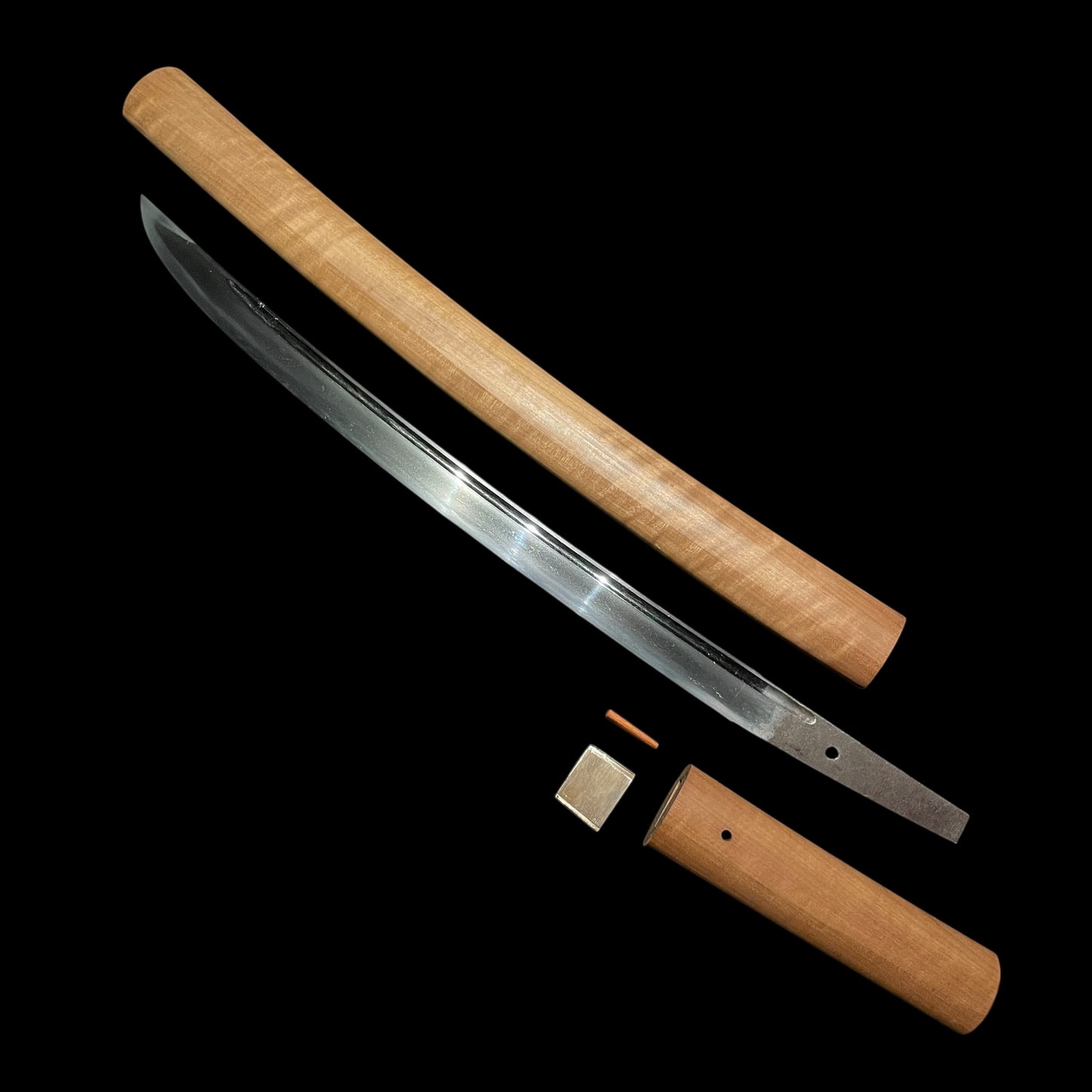 Hirazukuri Wakizashi 平造脇差, Bohi 棒樋 blade, Edo period mumei