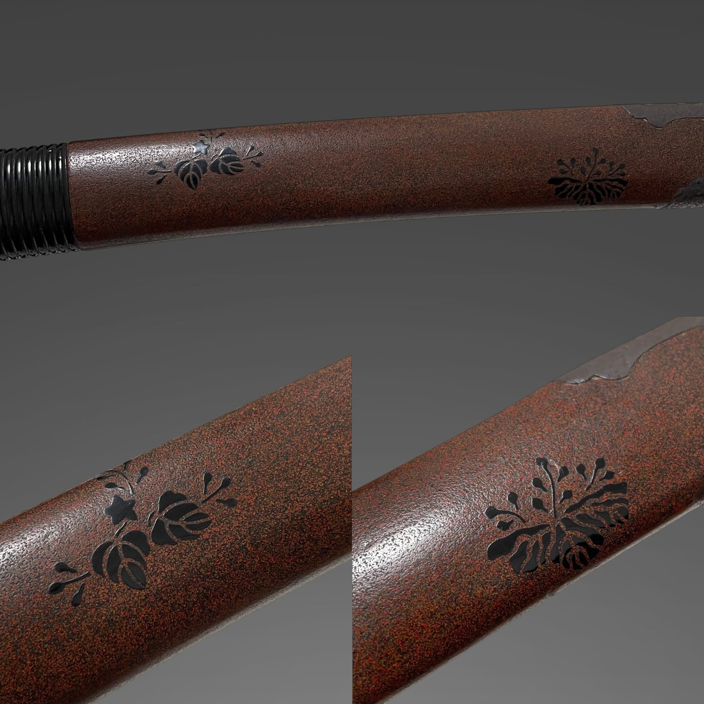 YOROIDOSHI 鎧通し TANTO, Thick Blade, Cherry blossoms Fuchikashira, Dragon and Tiger Kozuka