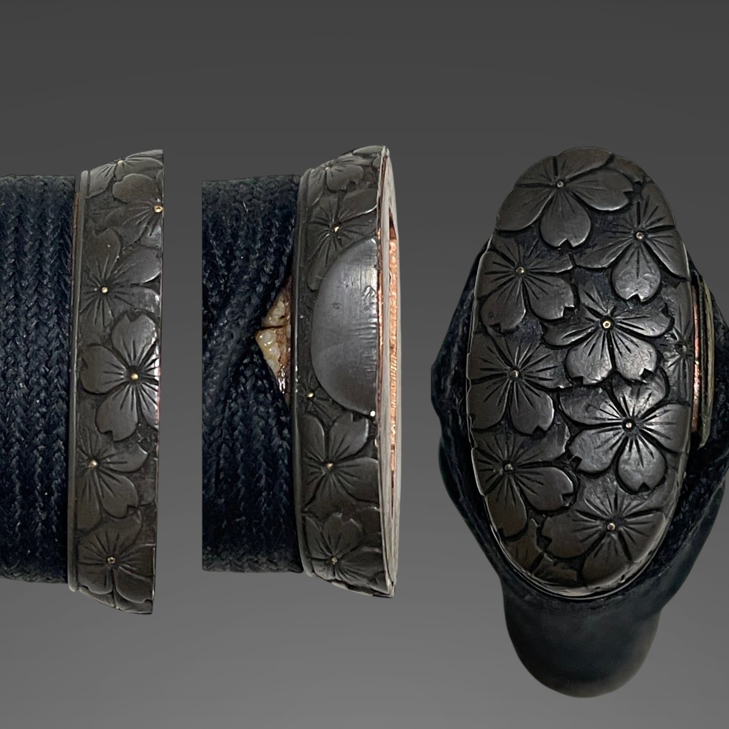 YOROIDOSHI 鎧通し TANTO, Thick Blade, Cherry blossoms Fuchikashira, Dragon and Tiger Kozuka