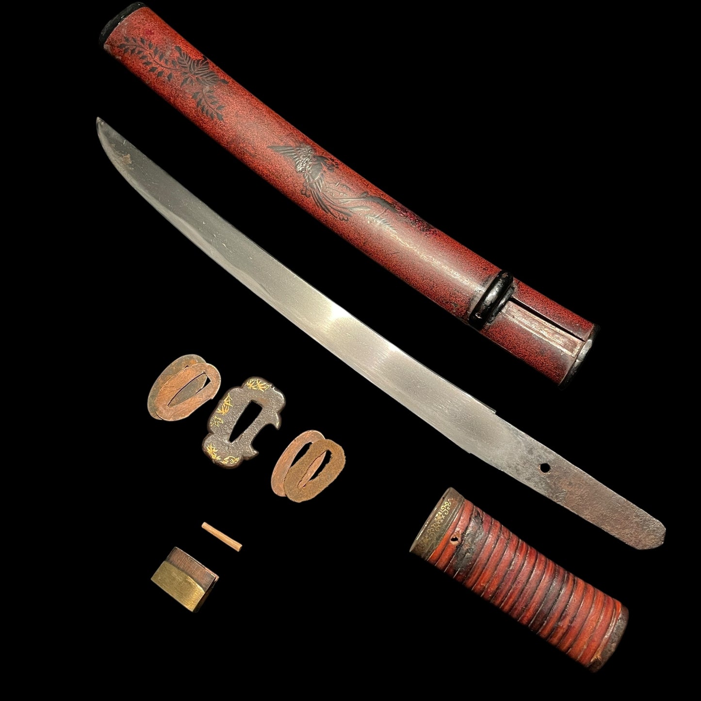 Red Tanto, Kage Makie Saya 陰蒔絵鞘, Edo period mumei