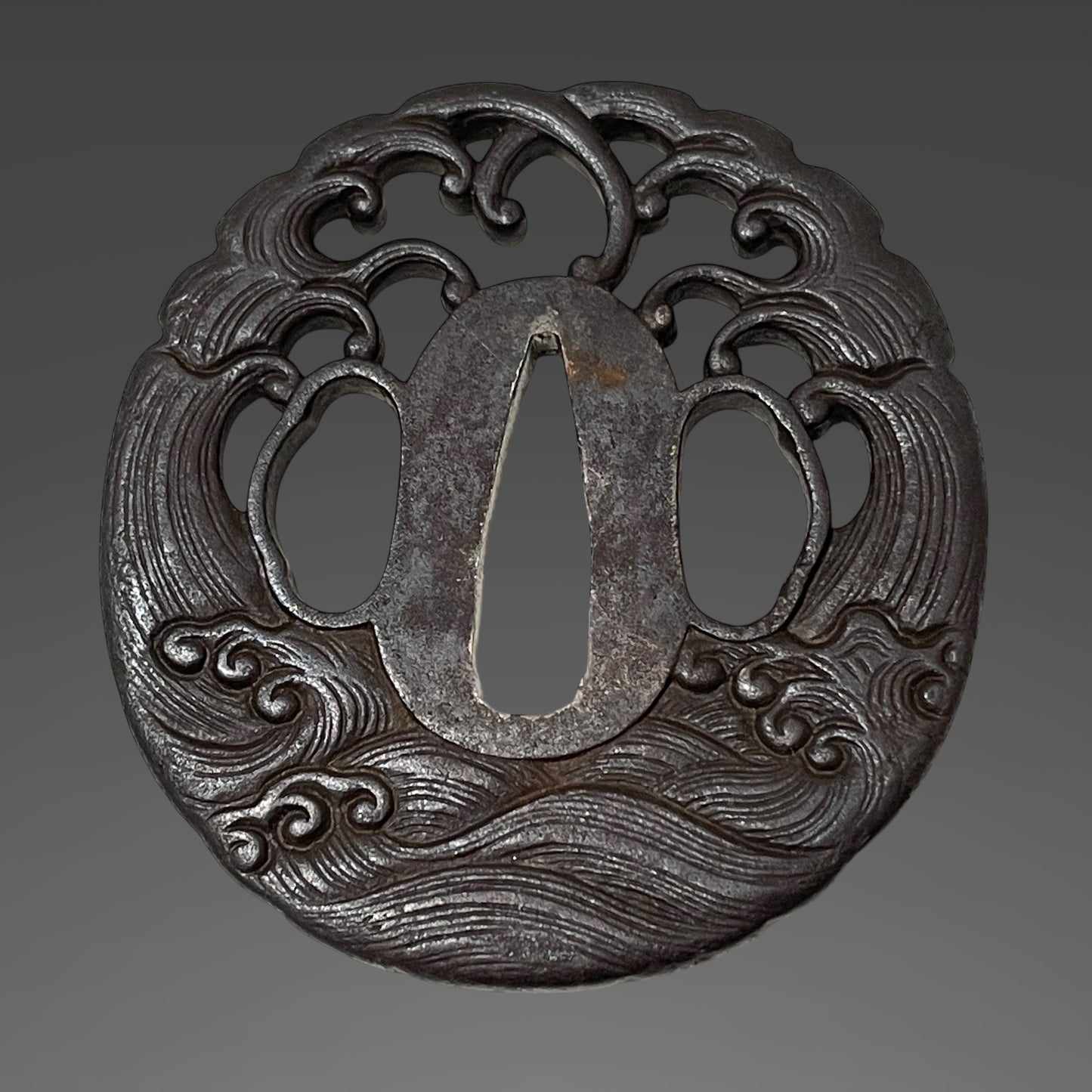 Wonderful Tsukamae Long KATANA, Wave and Rabbit Tsuba, Shishi Fuchikashira