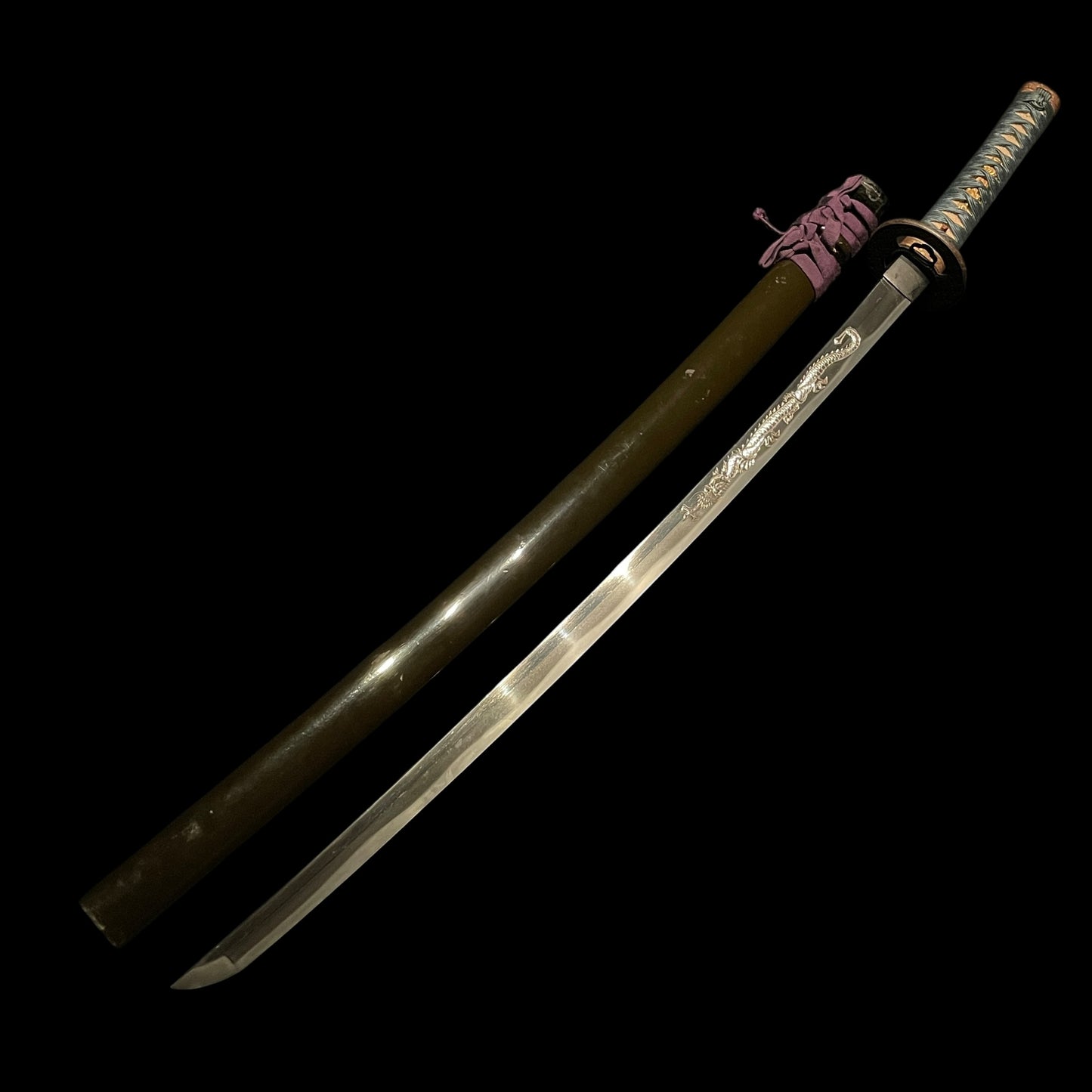 Dragon HORIMONO KATANA, Harimadaijo Fuijwara Kiyomitsu 播磨大掾藤原清光 signed, High-grade Fittings