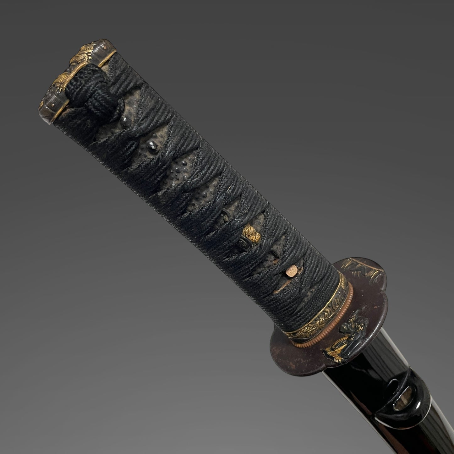 Setsubun Mamemaki Tsuba 節分豆撒き図鍔, Dragon Fuchikashira Wakizashi, Edo period mumei