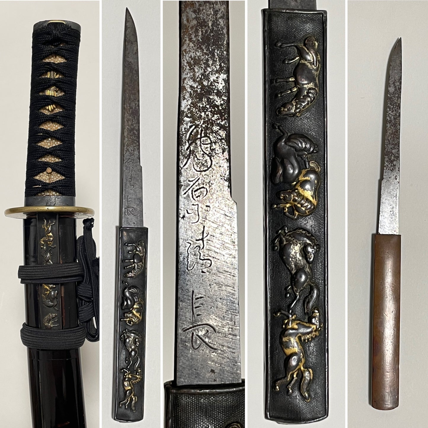 Honoto 奉納刀, Ominokami Hisamichi 1748s signed Wakizashi, Horse Fittings