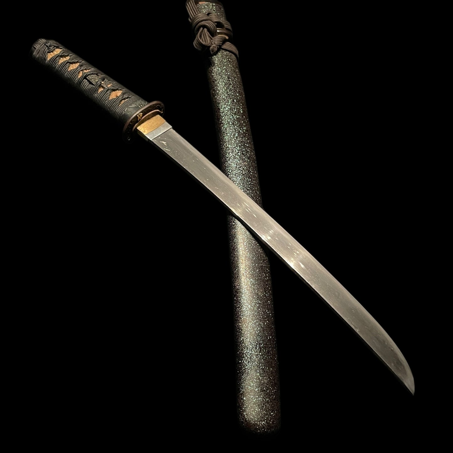 Hirazukuri Wakizashi, Noritsugu signed Fuchi, 鱮腹茎 Tanagobara-Nakago, with Kozuka