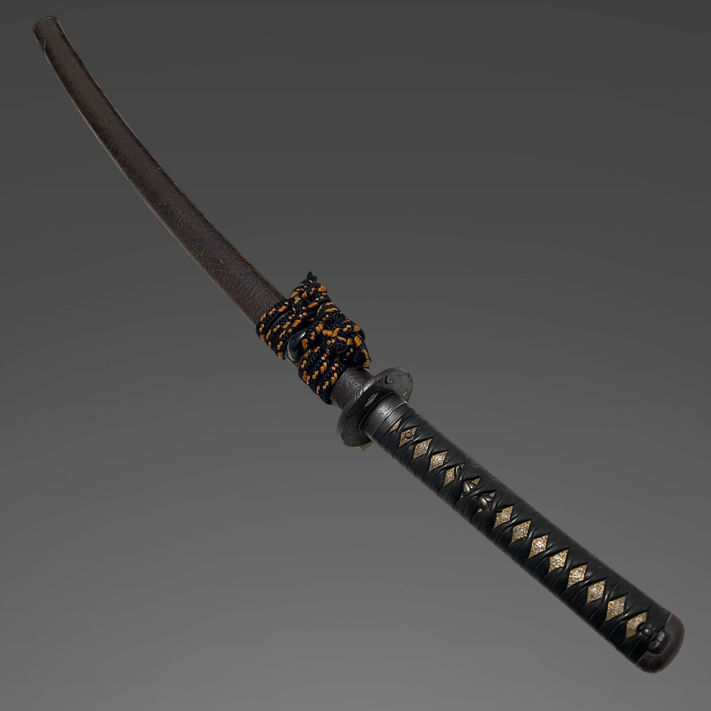 Minamoto Sae 源左衛 signed KATANA, Shakudo Myoga Menuki, Iron Fittings, Muromachi period