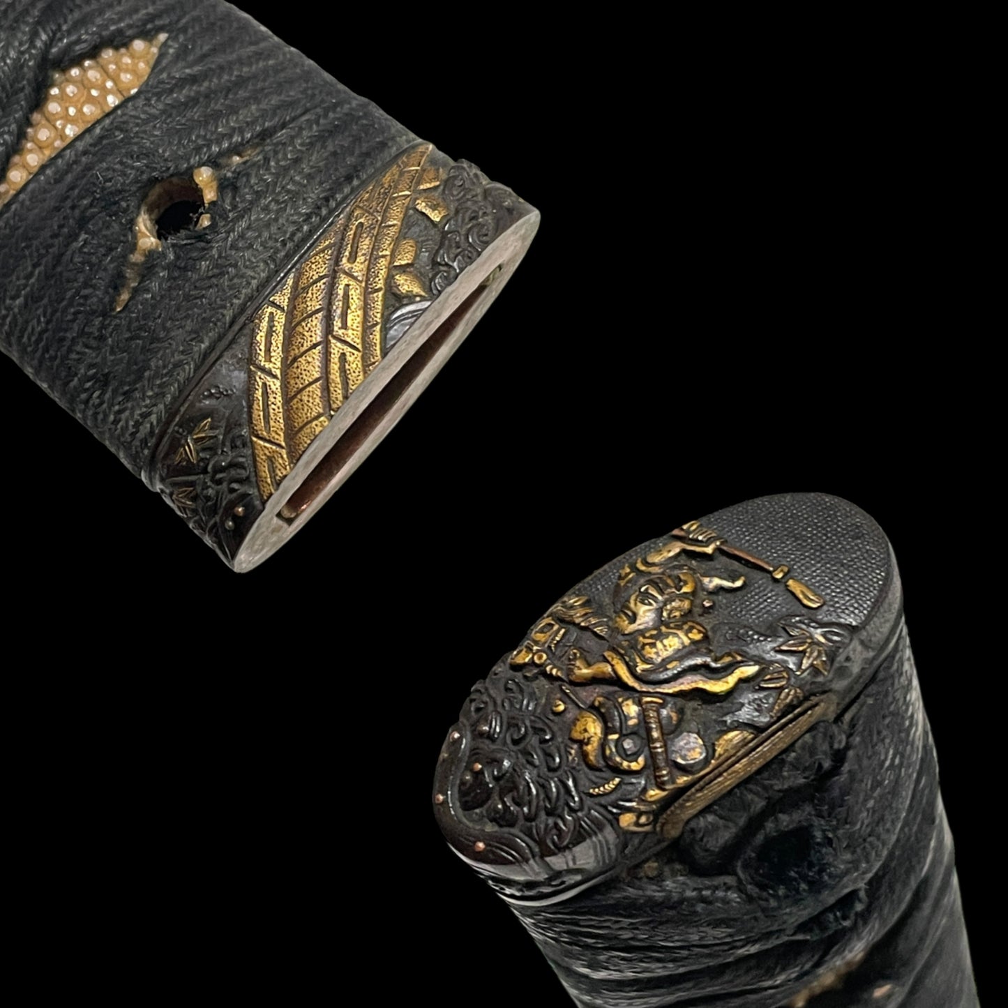 Samurai Fuchikashira 武者縁頭, Long Wakizashi, Suekoto 末古刀, Late Muromachi period