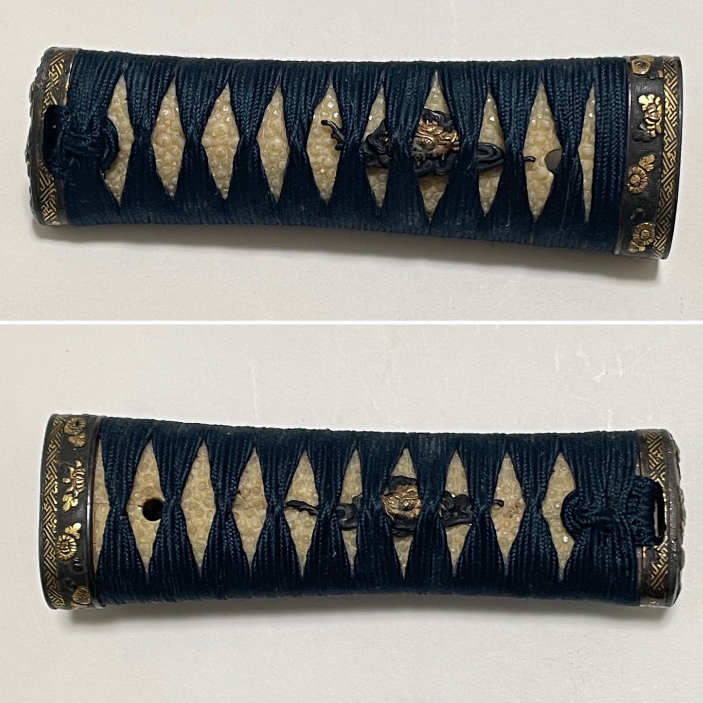 Authentic Koshirae for Tanto or Short Wakizashi, with Kozuka, Flower Fuchikshira