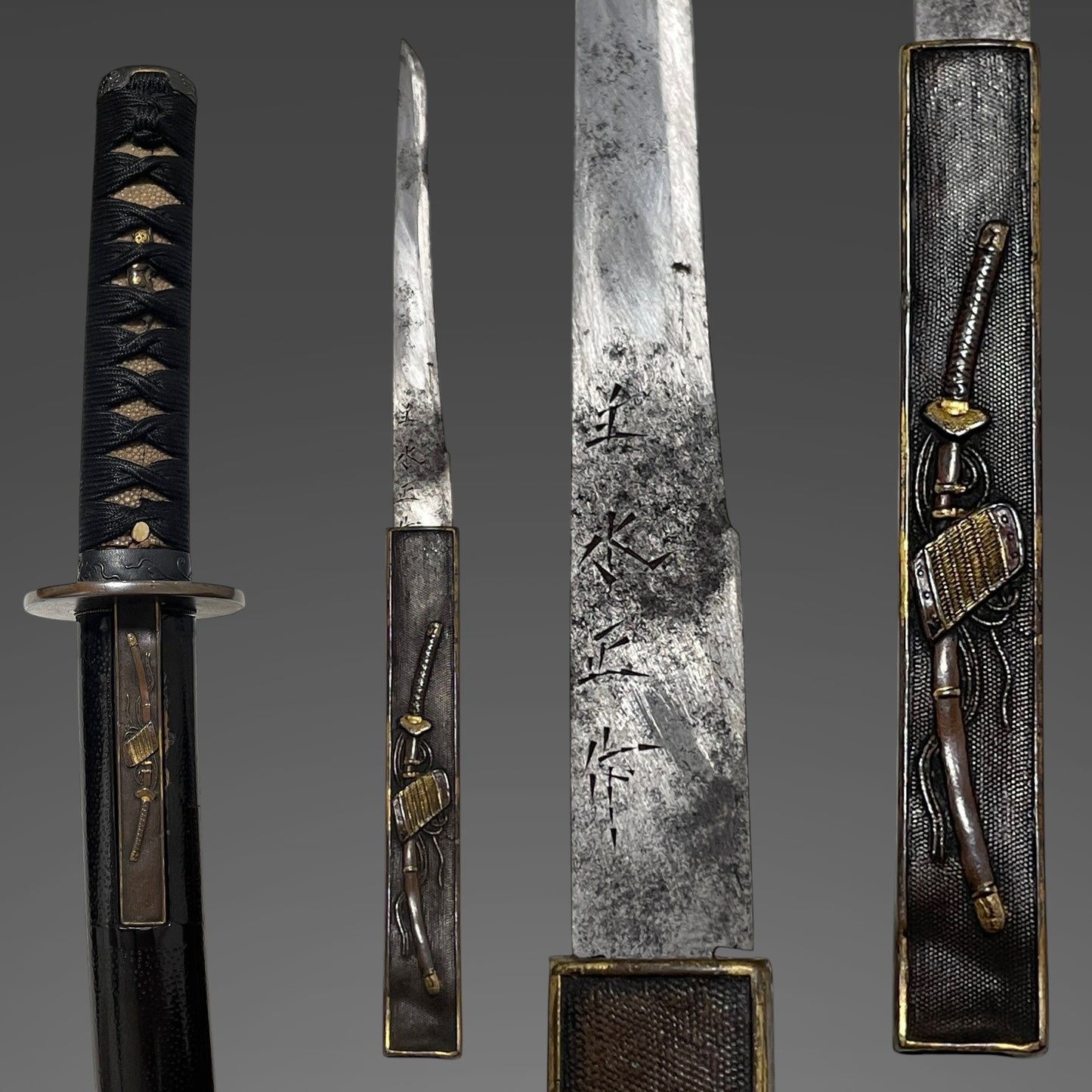 Natanenurisaya 菜種塗鞘 Wakizashi, Bushuedo Echizen Yasutsuna 於武州江戸越前安綱 signed